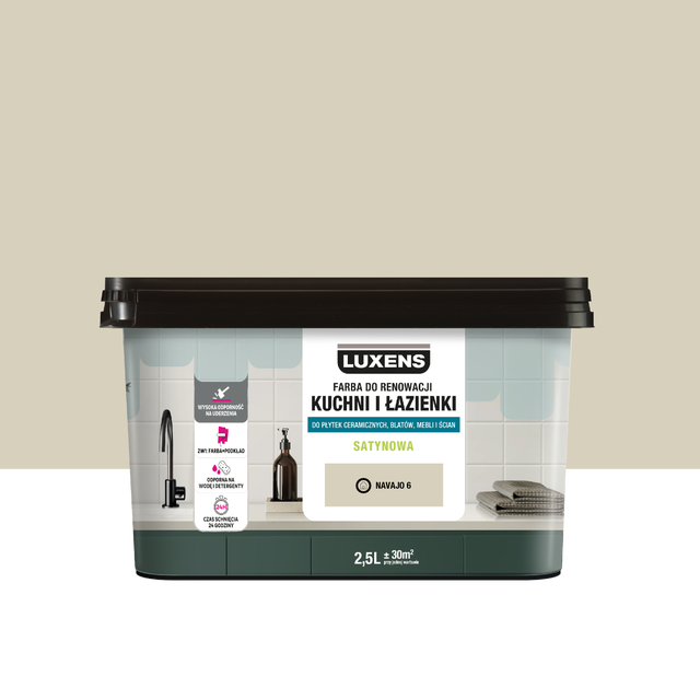 Farba renowacyjna Kuchnia & Łazienka Satin Navajo 6 2.5 l Luxens