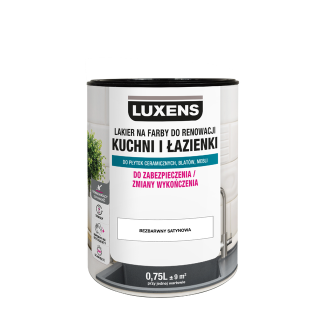 Lakier na farby do renowacji kuchni i łazienki satynowy 0.75 l Luxens