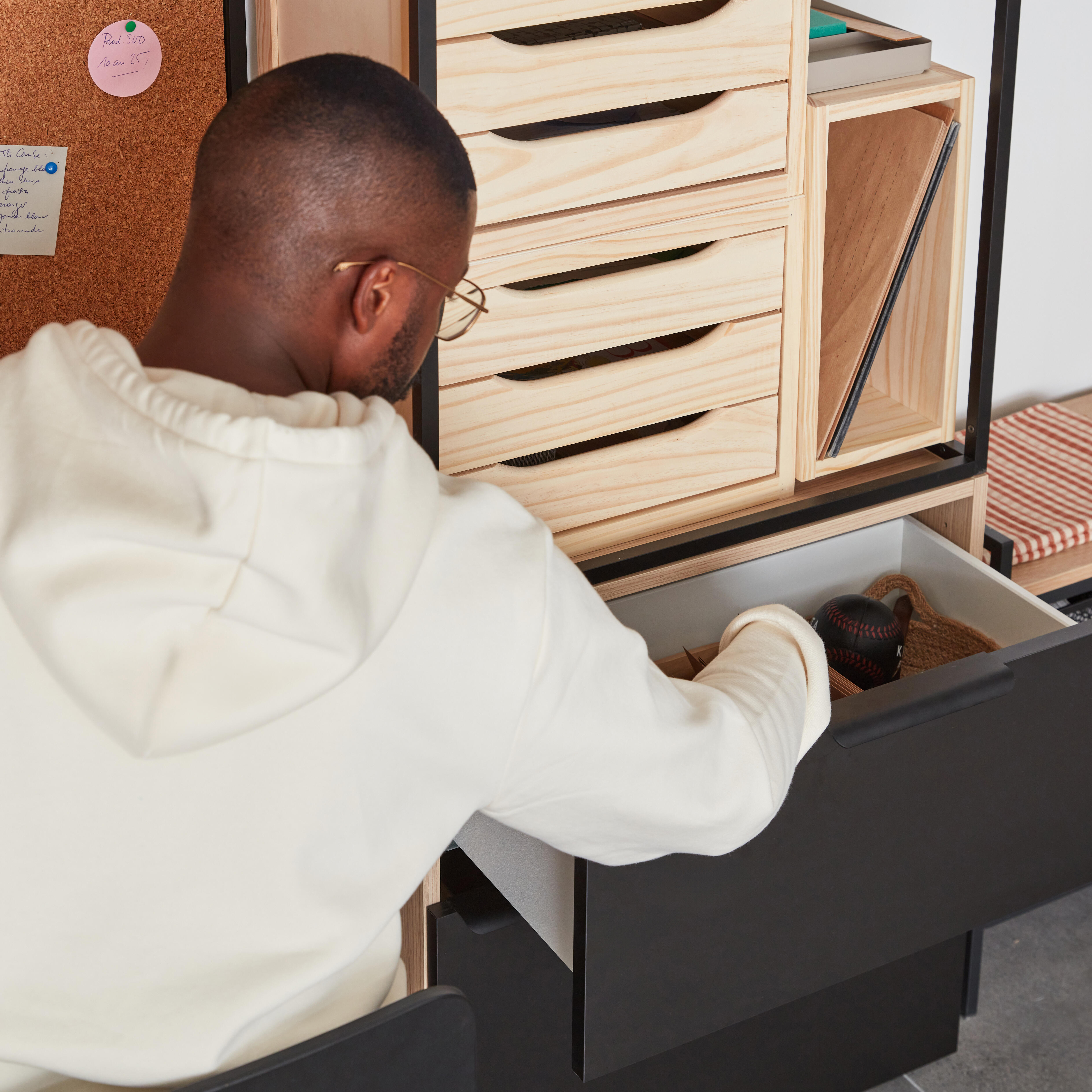 Structure de tiroir blanc H15XL53.4XP32cm pour caisson SPACEO Evo'M L60XP38cm - 5