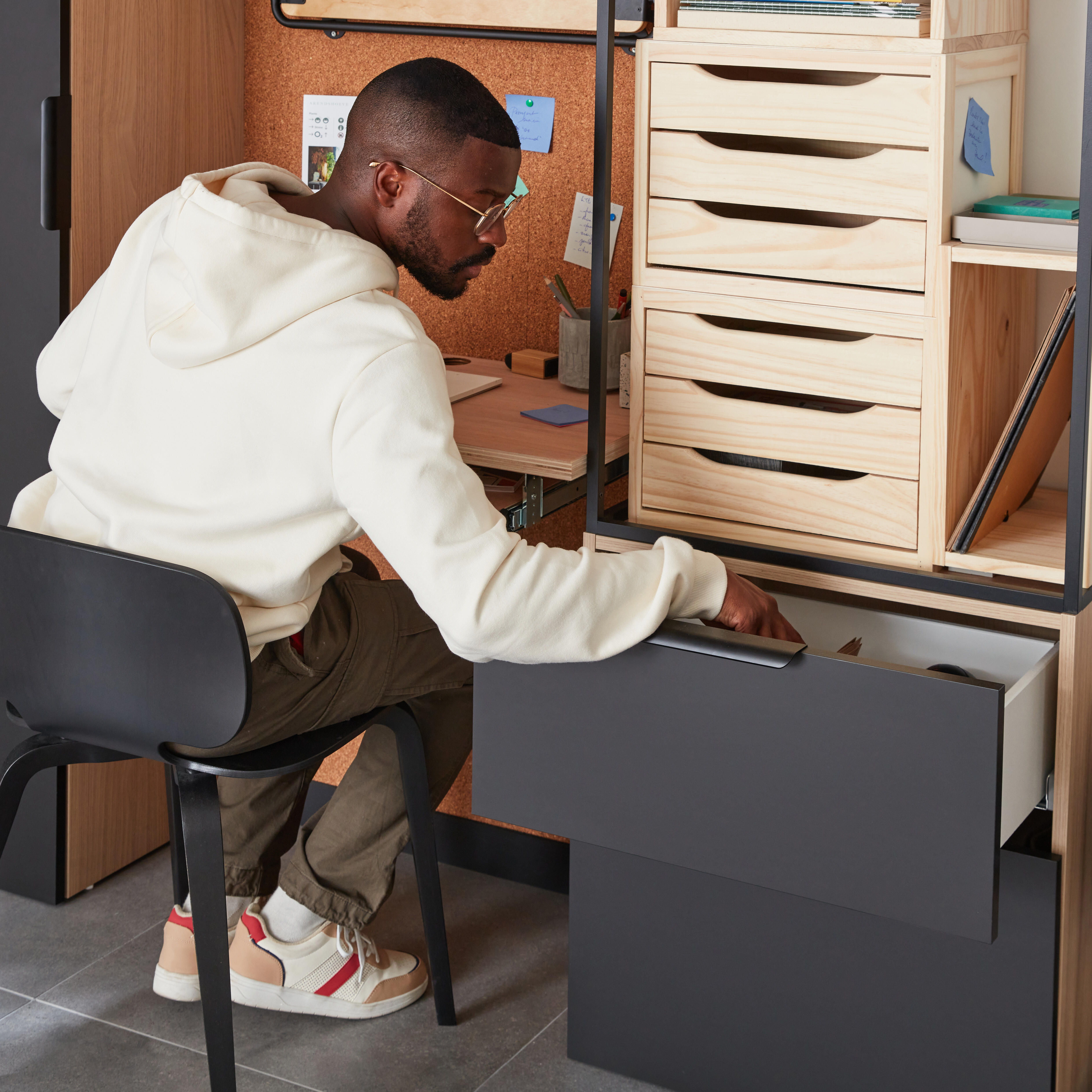 Structure de tiroir blanc H15XL53.4XP32cm pour caisson SPACEO Evo'M L60XP38cm - 4