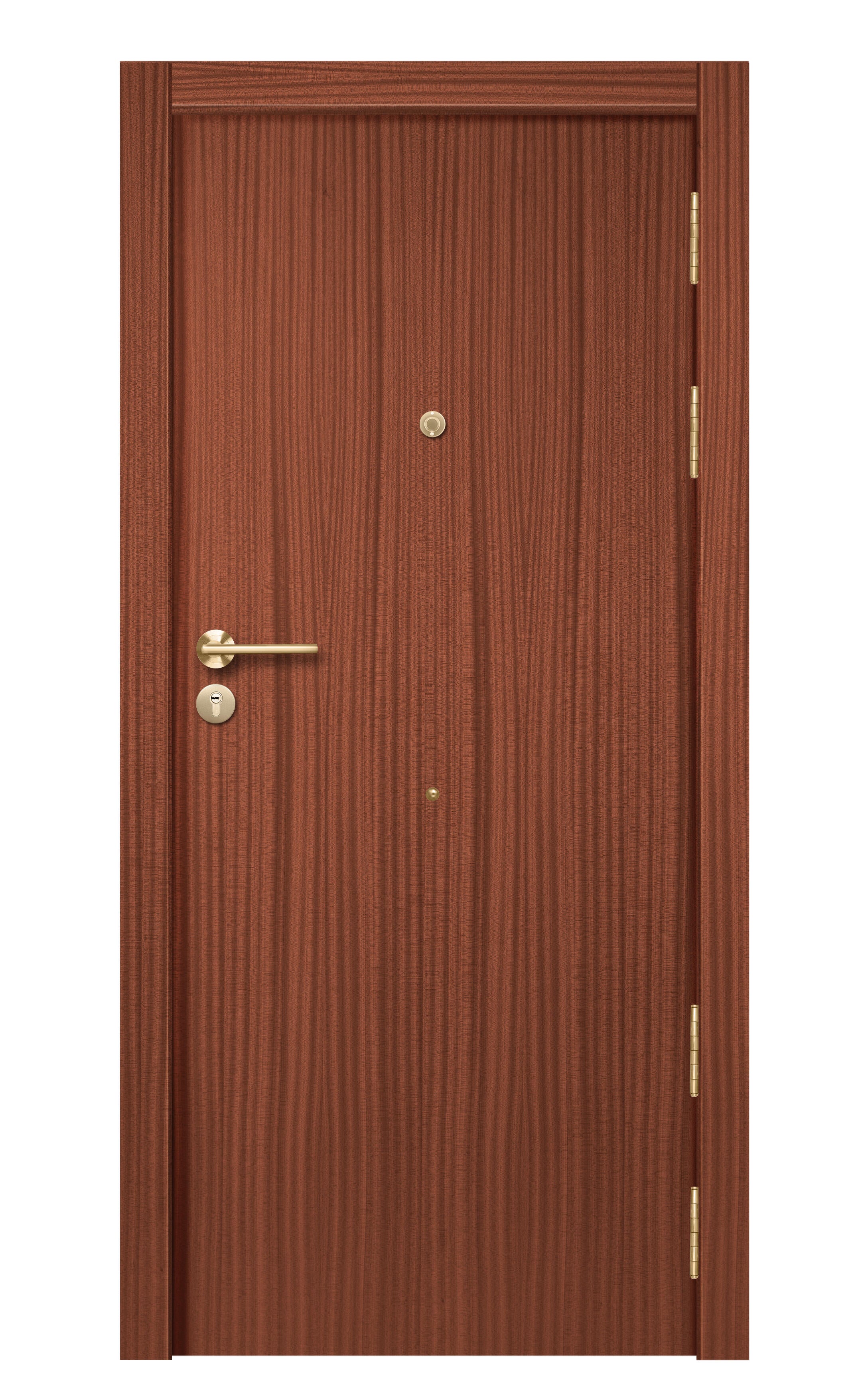 Puerta de entrada blindada serie 3P liso sapelly / interior liso  sapelly apertura izquierda 206x87cm - 2