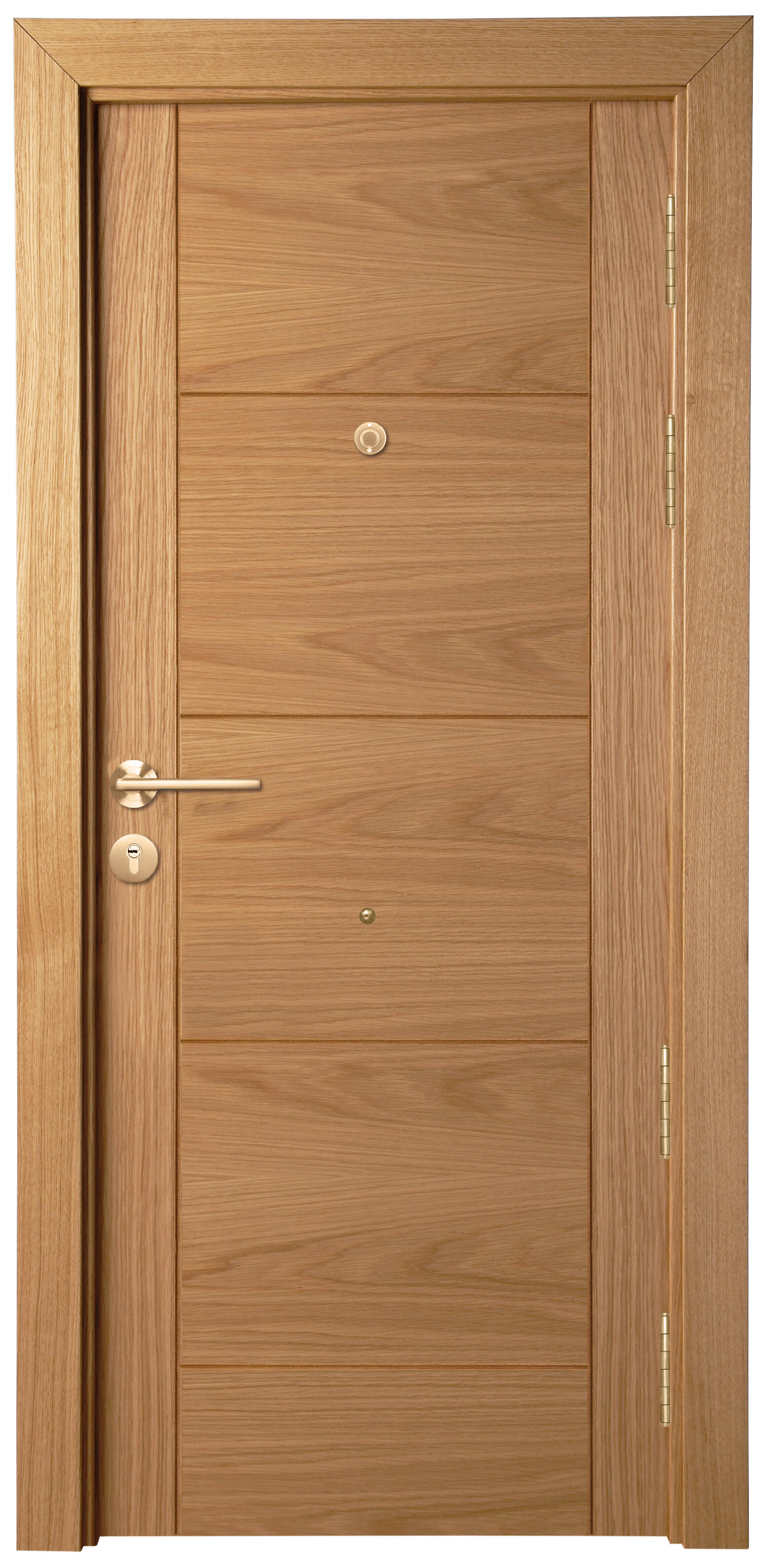 Puerta de entrada blindada serie 3P fresado roble / interior liso  roble apertura izquierda 205x86cm - 13