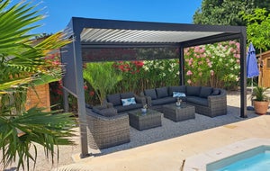 Pergola bioclimatique en aluminium Menea 5x3 motorisée noire