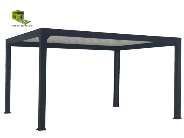 Pergola bioclimatique motorisée alu noir 2100 Ménéa 5x3 + led GREEN OUTSIDE
