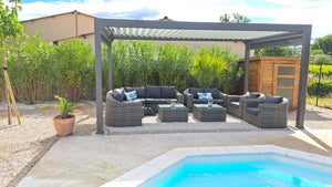 Pergola bioclimatique grise en aluminium Menea 5x3 motorisée