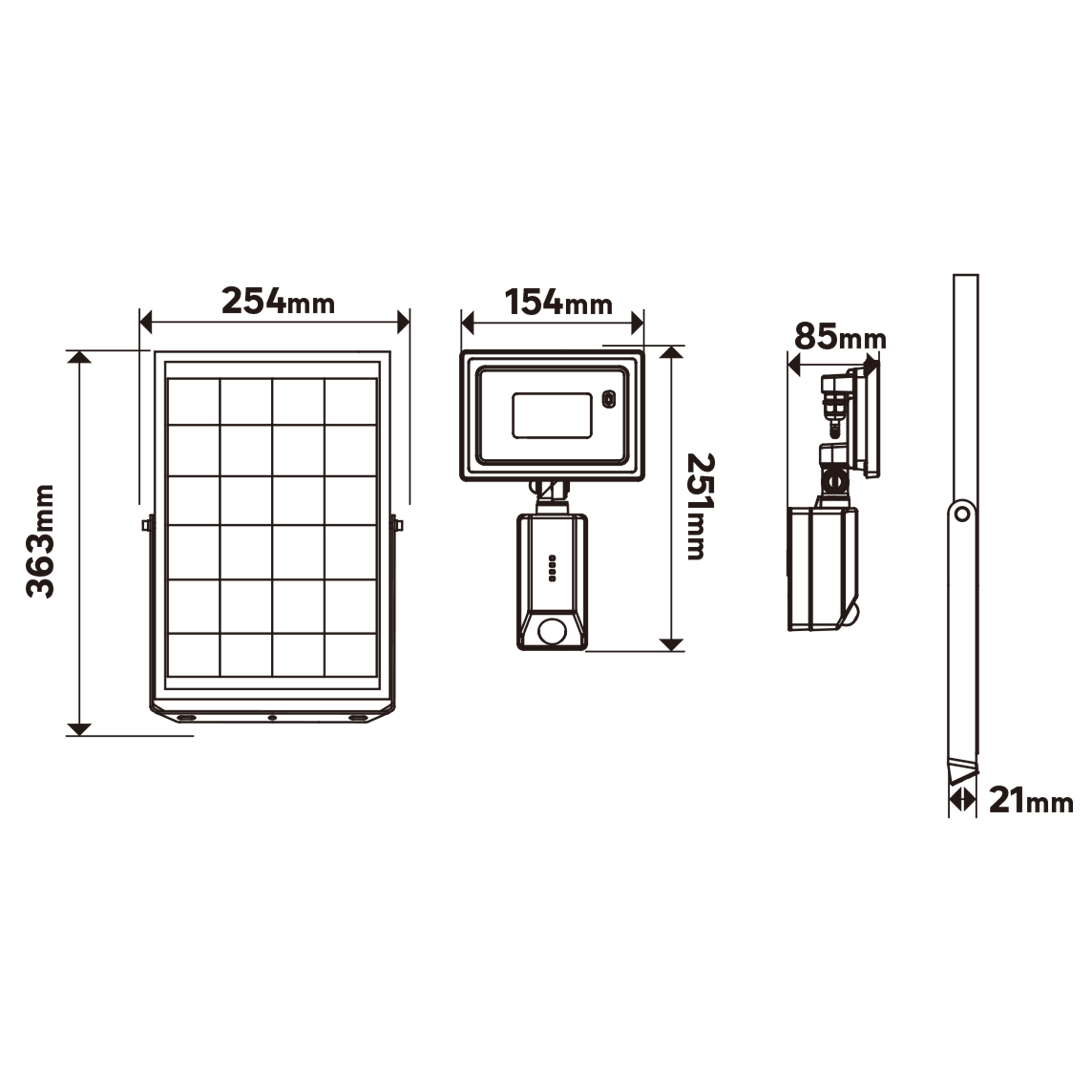 Proyector solar LED INSPIRE Yonkers 2000 lm de aluminio IP54 con panel separado luz blanco neutro sensor crepuscular y detector de movimiento - 6
