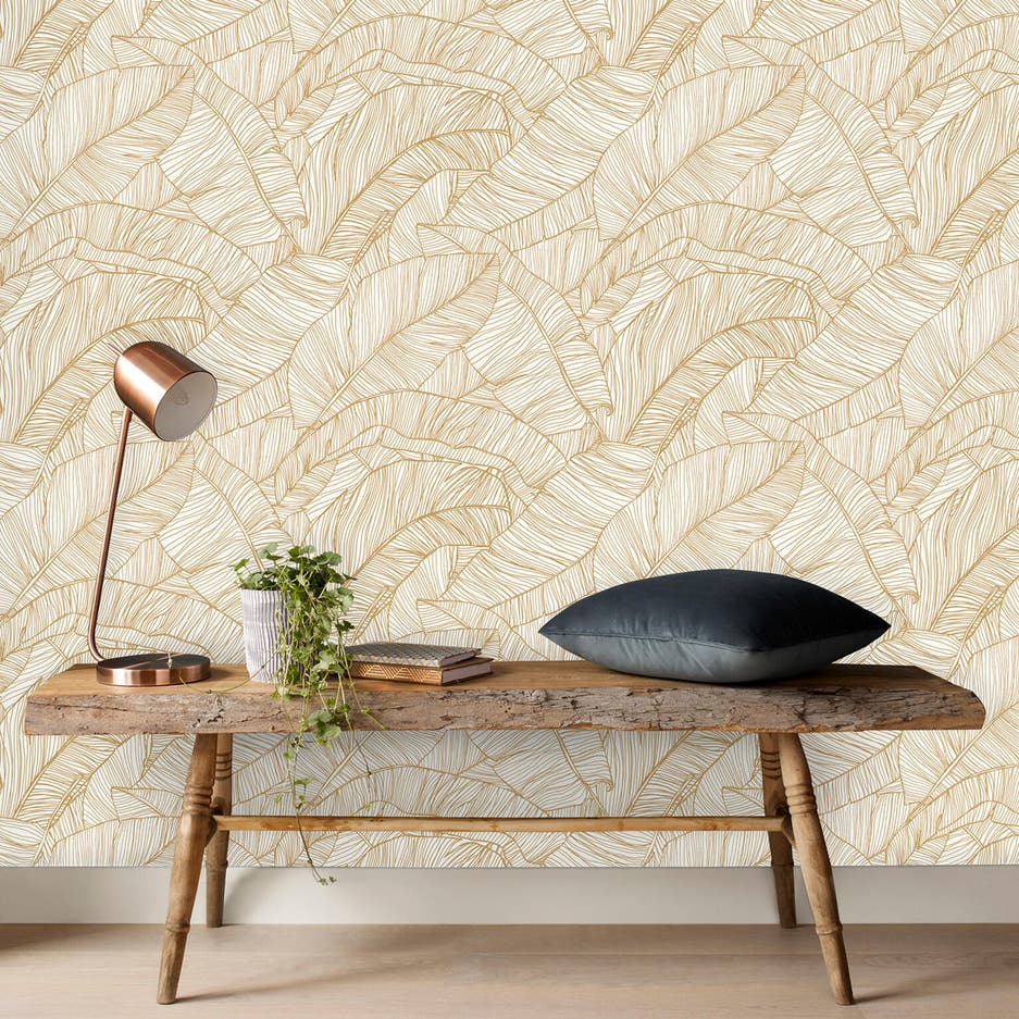 Papel de parede pintado KAYA dourado 52cm