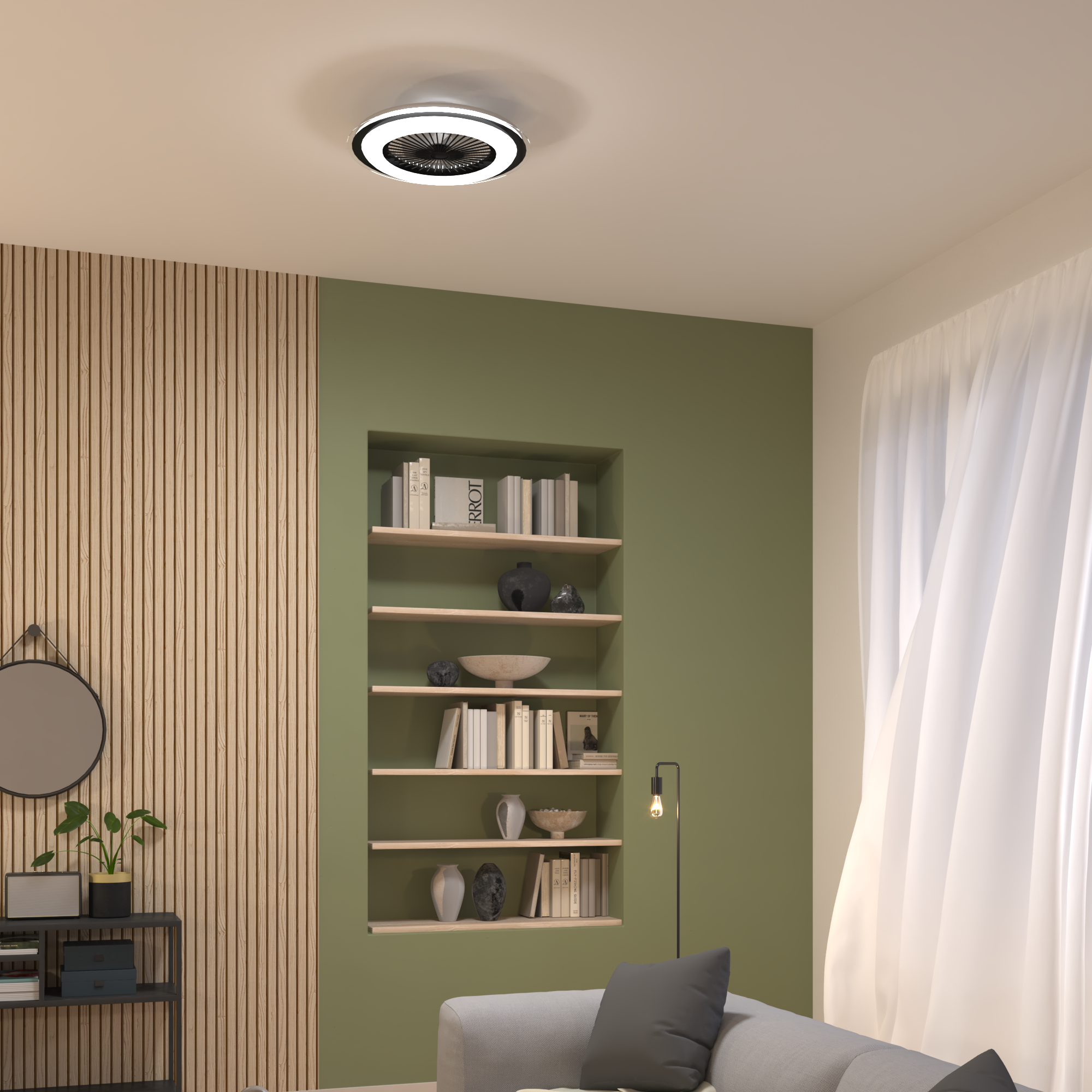 Lampowentylator Majola czarno-biały śr. 60 cm 6400 lm LED Inspire - 3