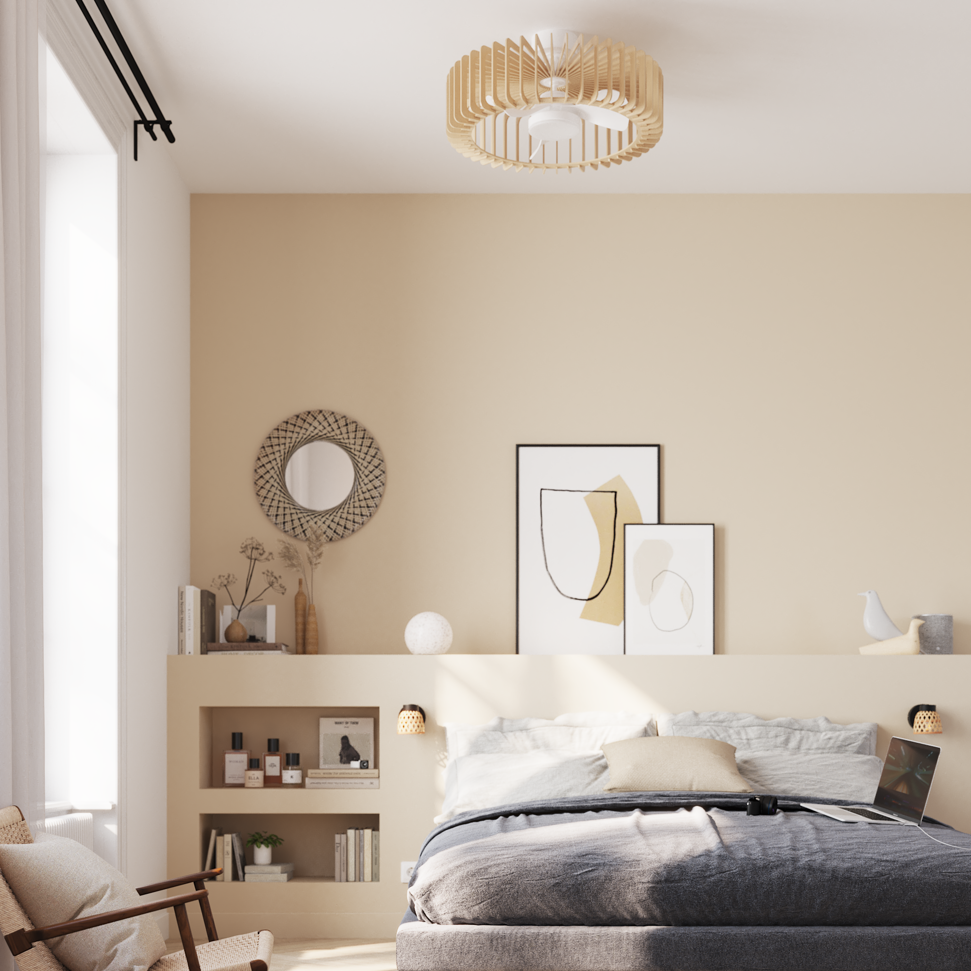 Foco decorativo NINON 1 luz E14 bamboo preto inspire - 21