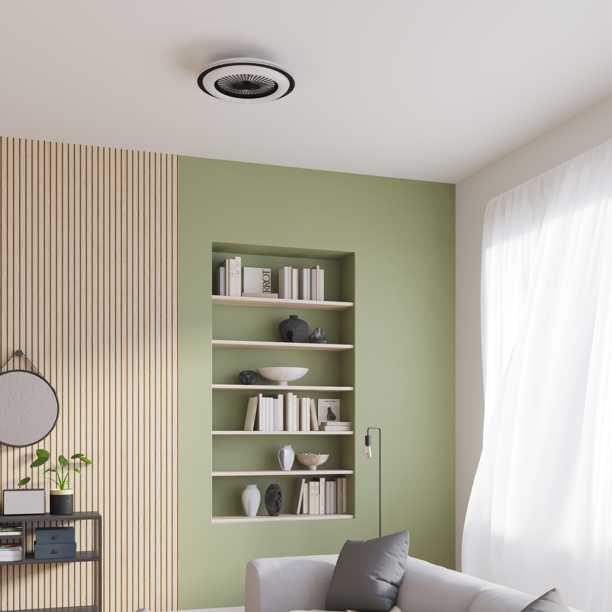Lampowentylator Majola czarno-biały śr. 60 cm 6400 lm LED Inspire - 4