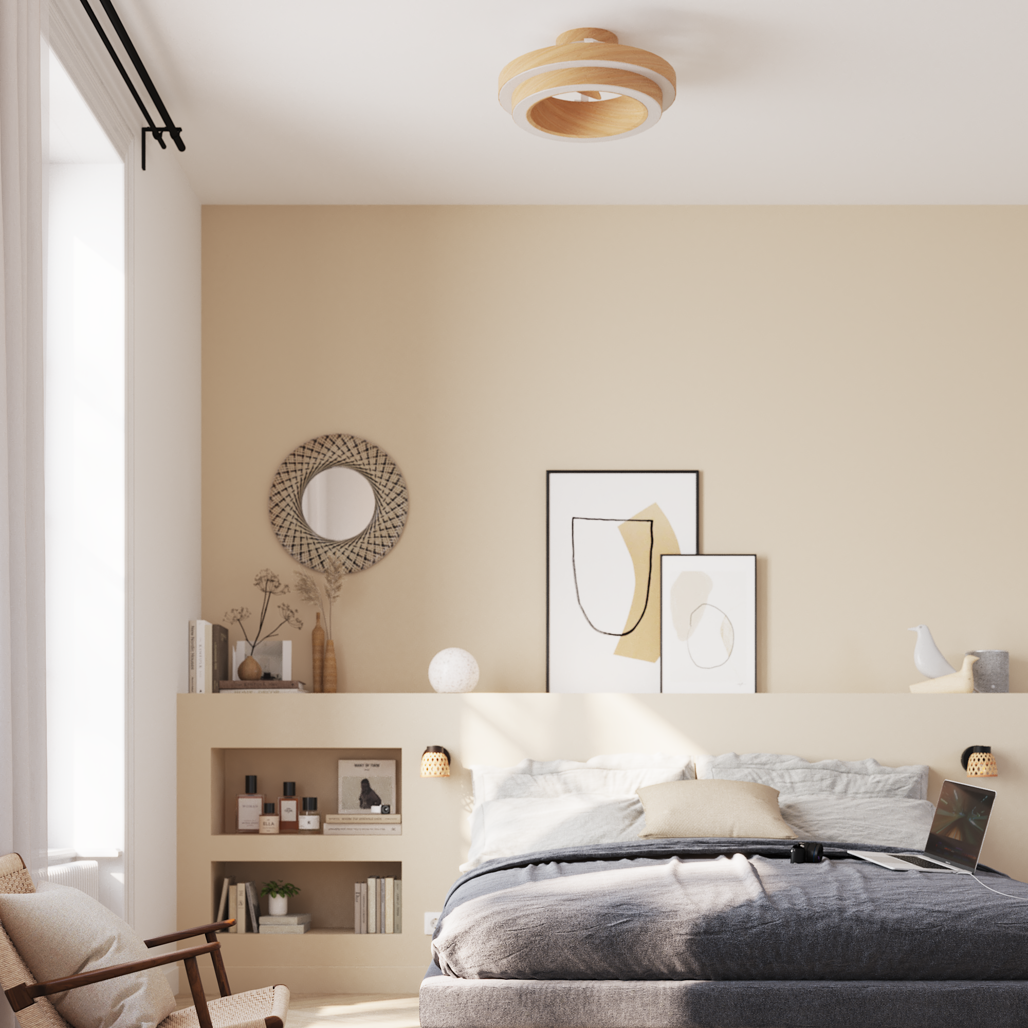 Foco decorativo NINON 1 luz E14 bamboo preto inspire - 24