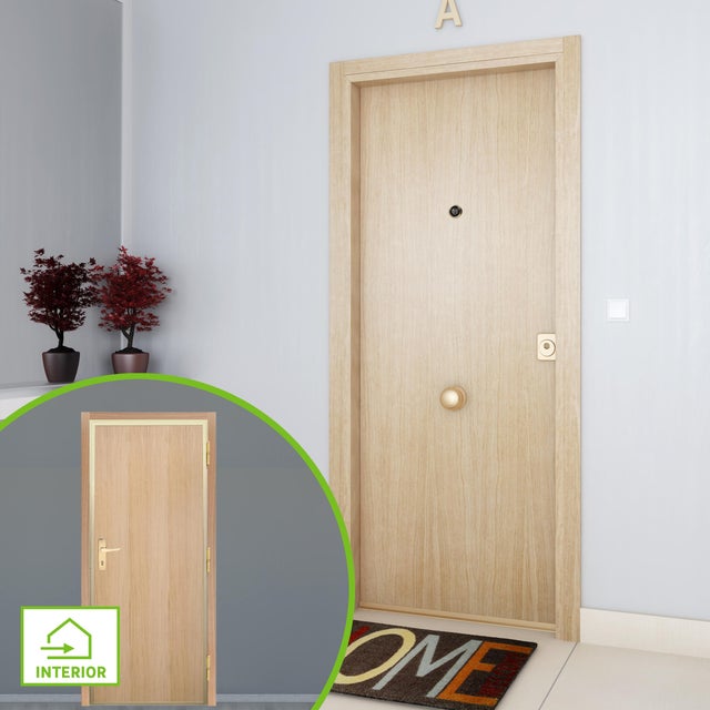 Puerta de entrada acorazada serie 300 liso roble / interior liso roble apertura izquierda 208x90.3cm