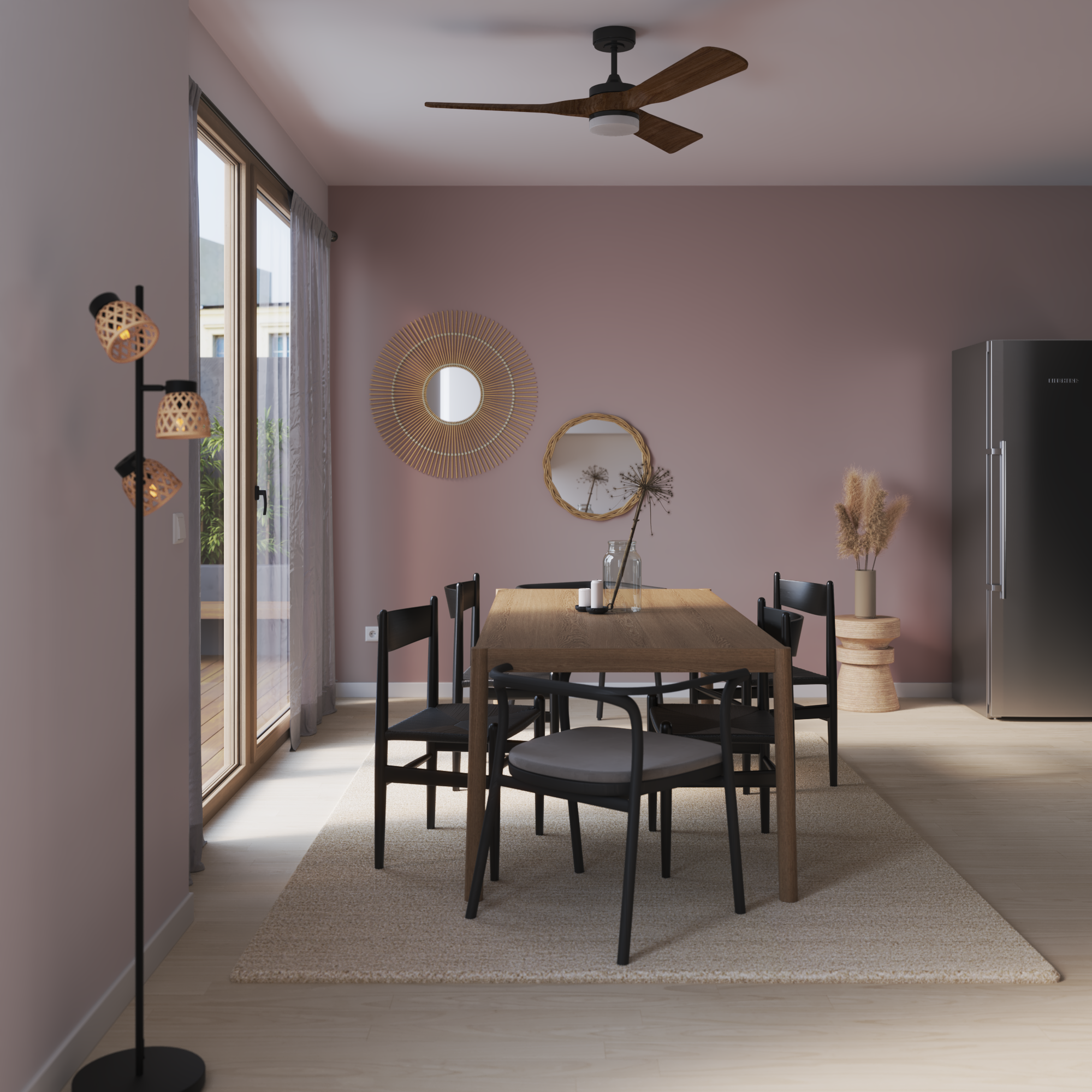 Lampa podłogowa Ninon czarna bambus E14 Inspire - 5
