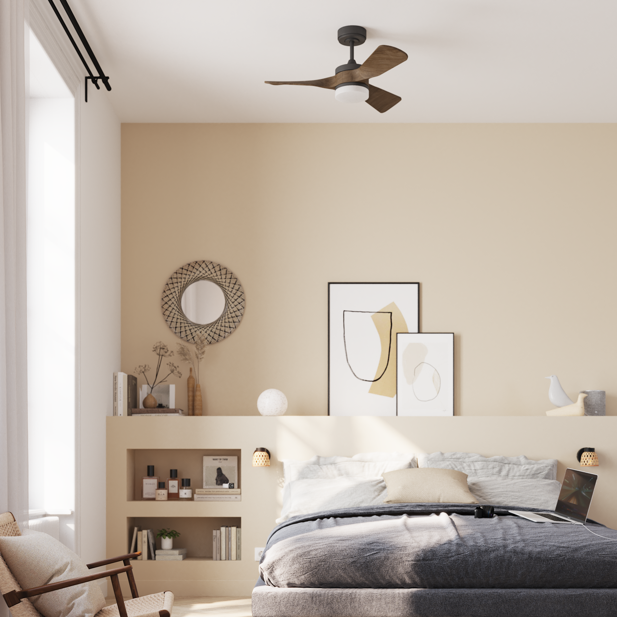 Foco decorativo NINON 1 luz E14 bamboo preto inspire - 14