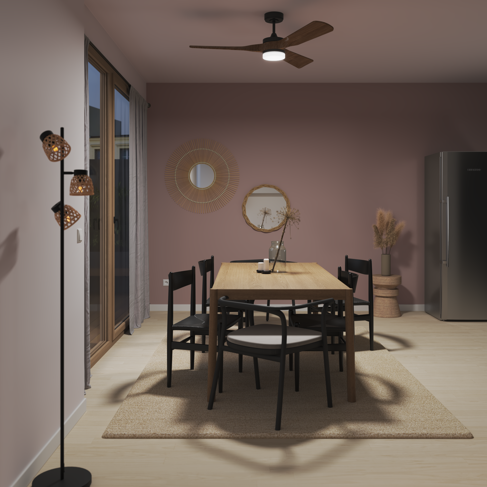 Lampa podłogowa Ninon czarna bambus E14 Inspire - 7