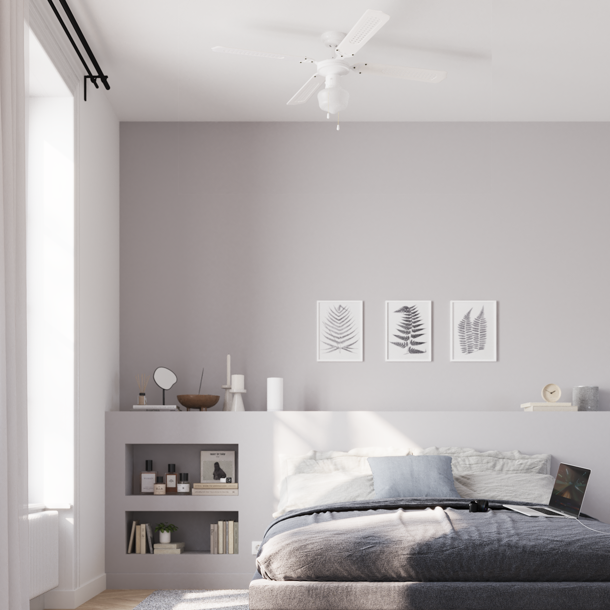 Ventilador de techo con luz AC ø91 cm Barbade blanco/beige E27 4 aspas de madera |3 velocidades |modo verano/invierno | recomendado para <13m² - 18