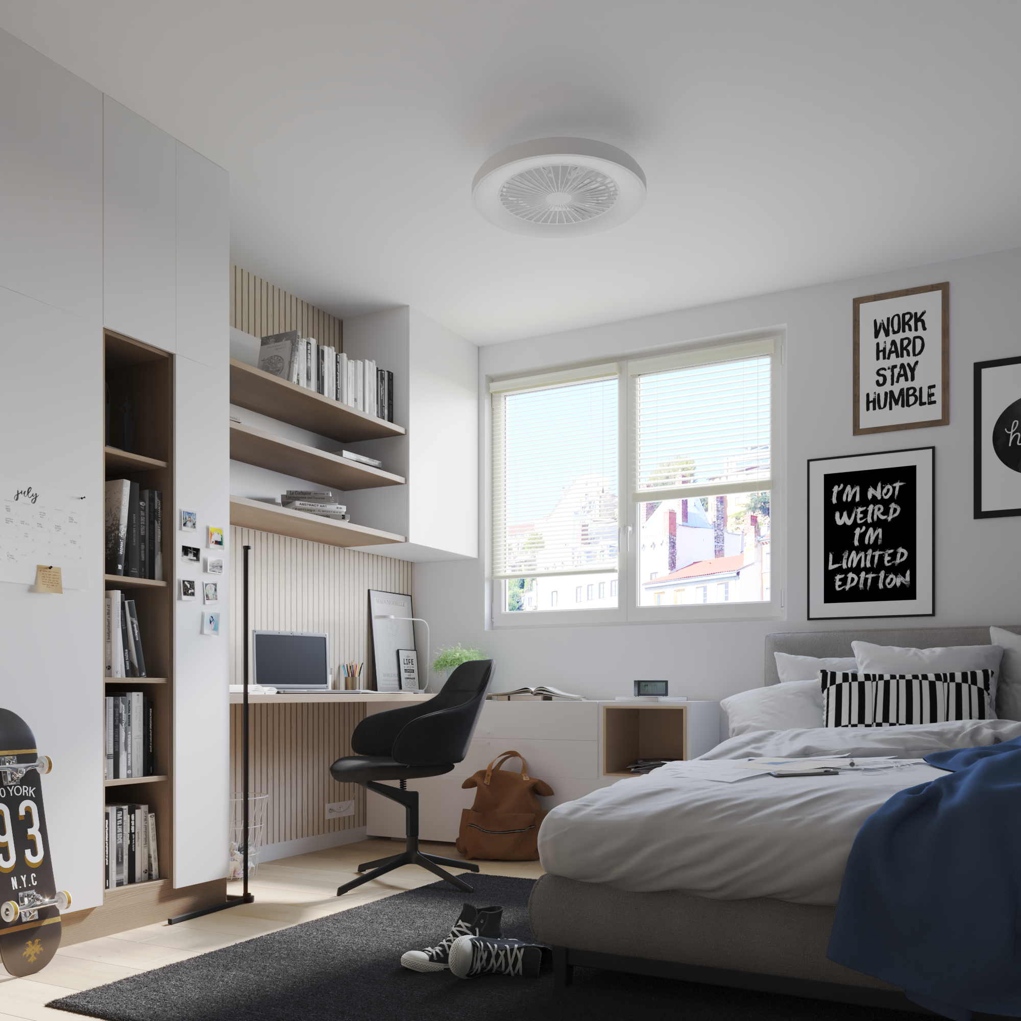 Almofada Julen 30x50cm algodão branco/preto Inspire - 16