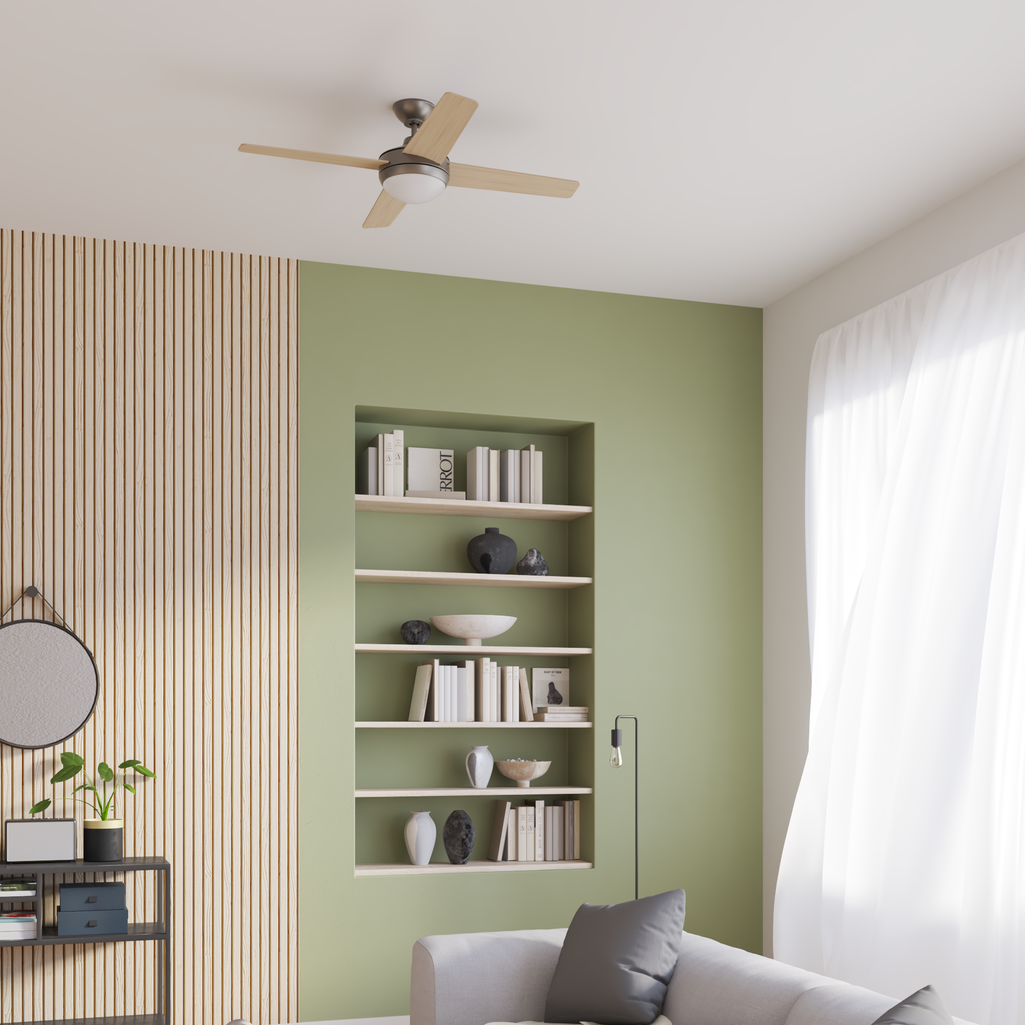 Ventilador de techo con luz silencioso DC Inspire Aveiro gris/beige 122 cm - 6