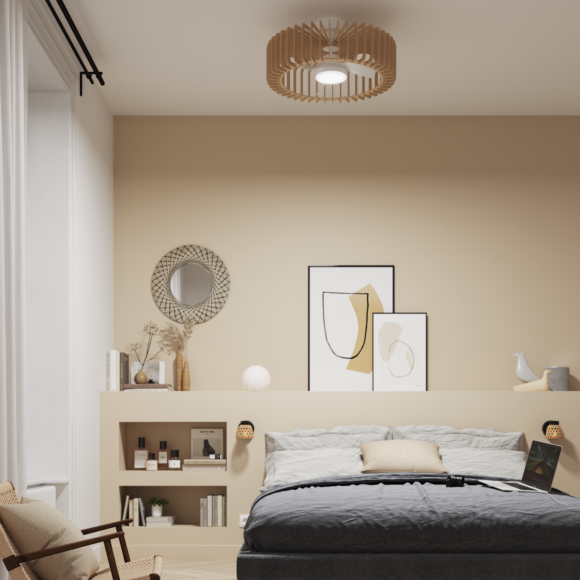 Foco decorativo NINON 1 luz E14 bamboo preto inspire - 22