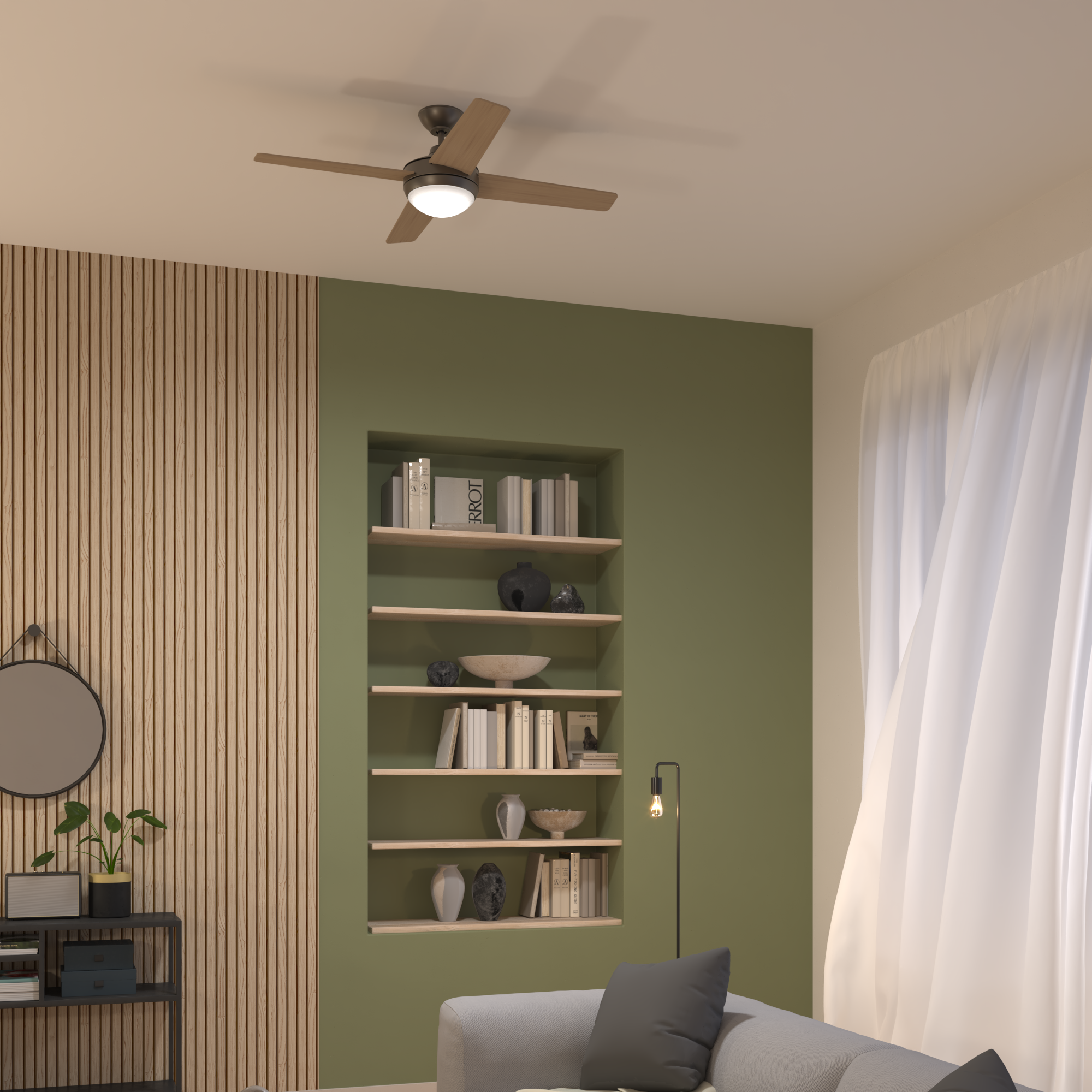 Ventilador de techo con luz silencioso DC Inspire Aveiro gris/beige 122 cm - 4