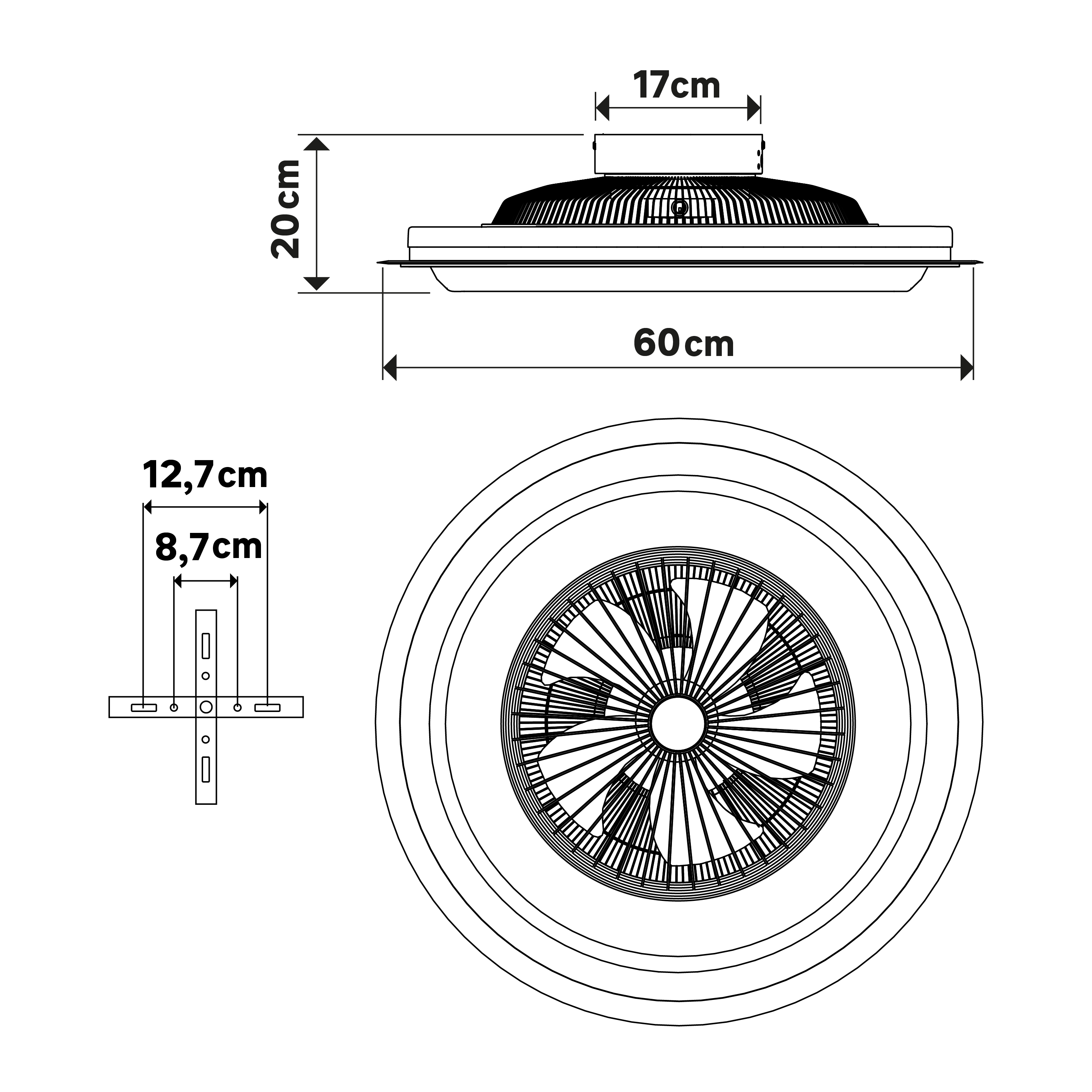 Lampowentylator Majola czarno-biały śr. 60 cm 6400 lm LED Inspire - 5