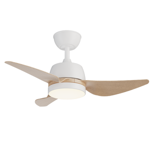 Ventilateur de plafond avec éclairage led, Palmela, D86 cm, INSPIRE, blanc bois
