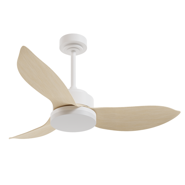 Ventilador de techo con luz silencioso DC 36W con mando ø117 cm Crixus INSPIRE blanco y beige luz CCT 3 aspas| 5 velocidades| autorregulable| modo verano/ invierno| brisa| temporizador| recomendado de 13 a 20m²