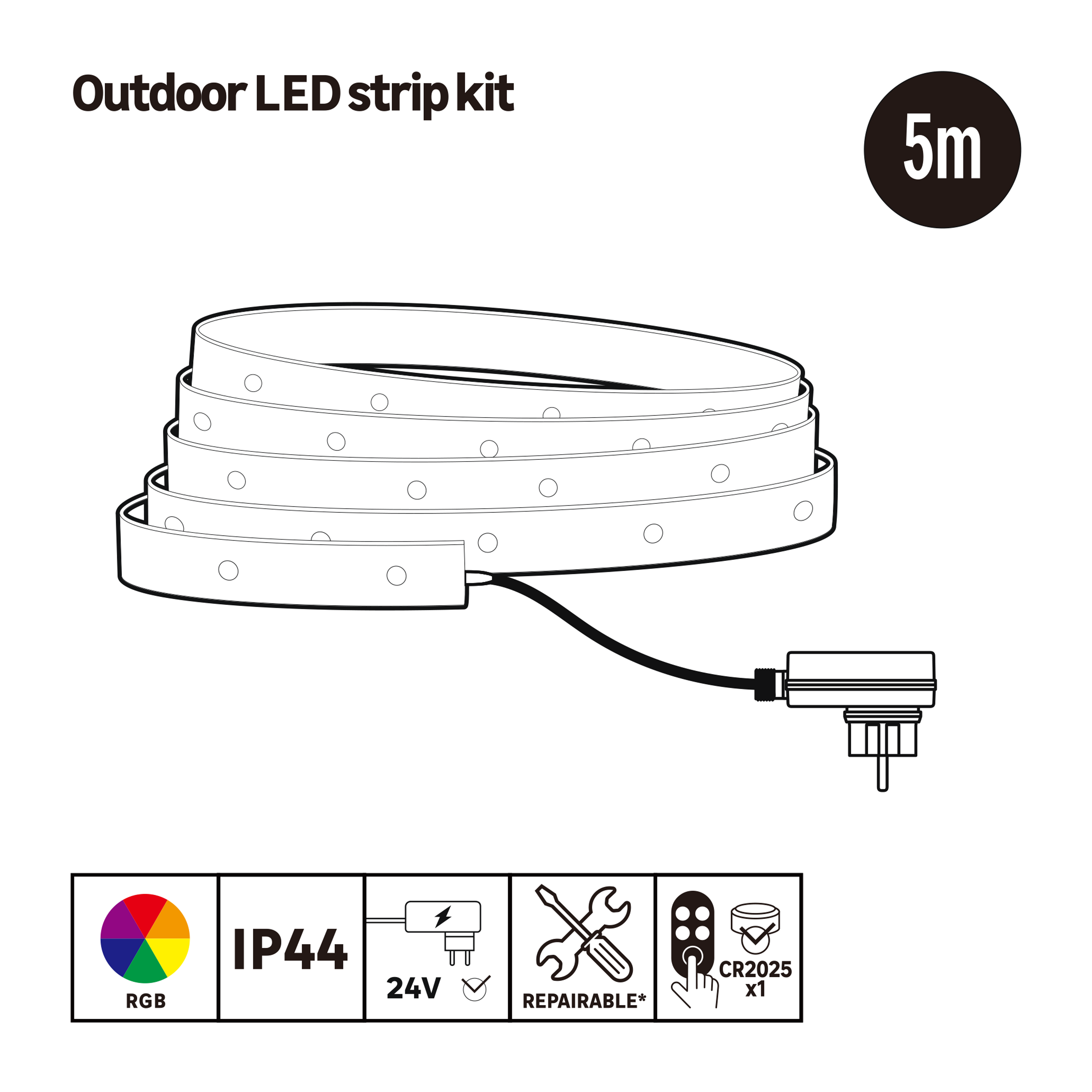 Kit ruban LED L.5 m, RGB changement de couleurs, IP44 - 4