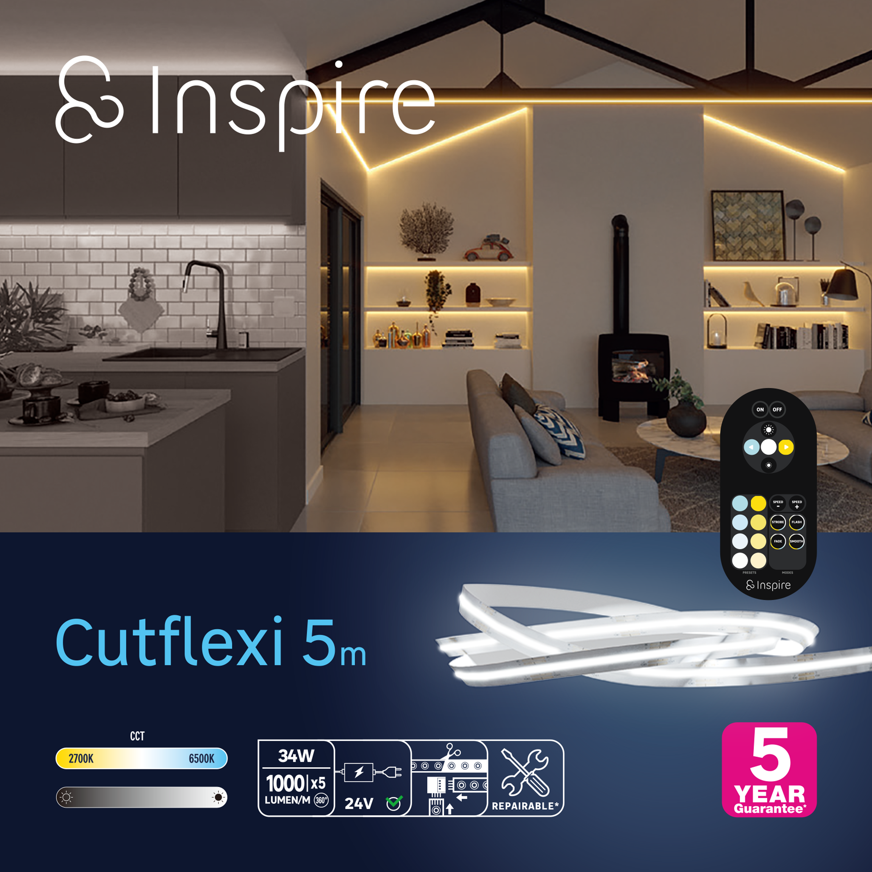 Kit ruban LED COB L.5 m, changement de blancs et d'intensité, Cutflexi INSPIRE - 11