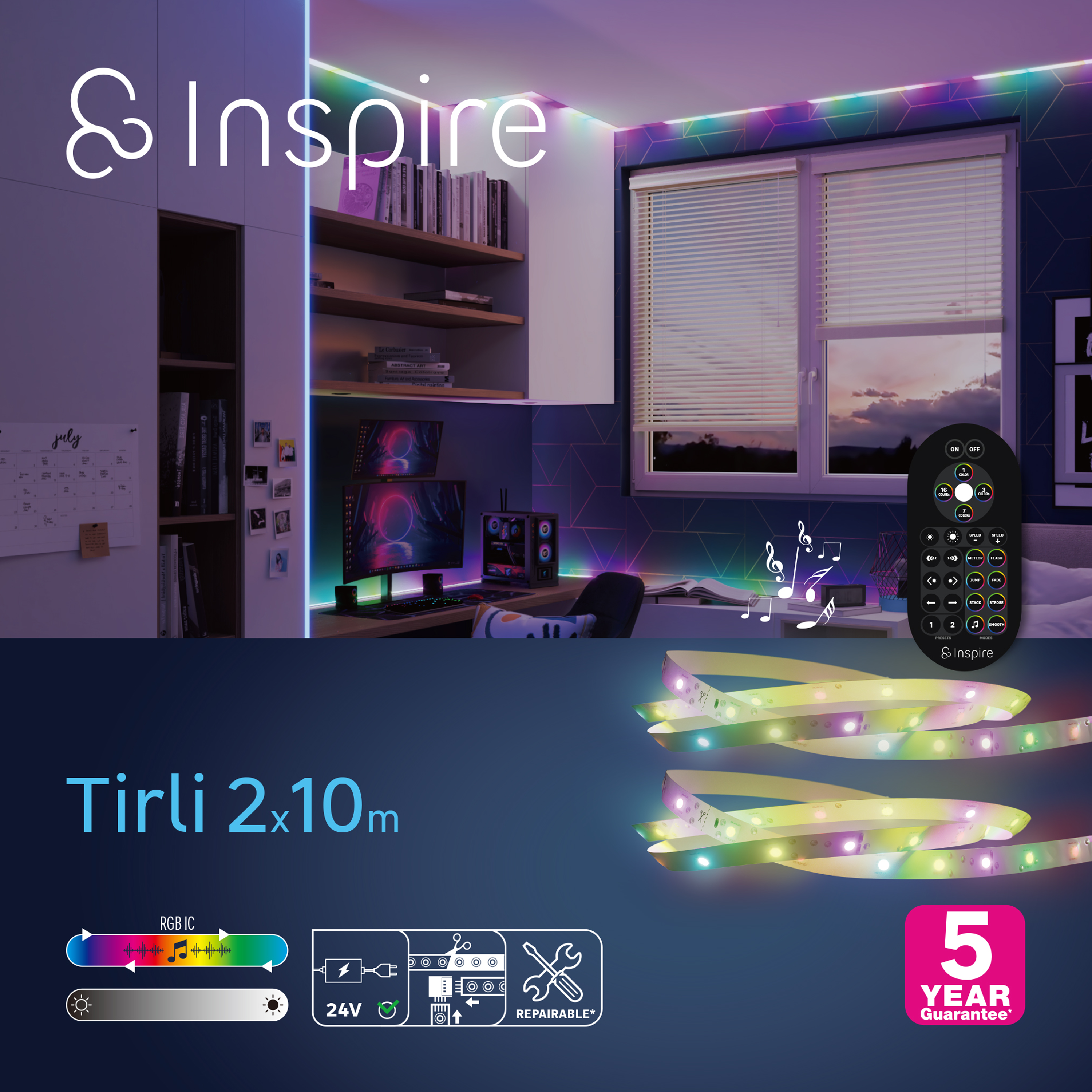Taśma LED Music Driver RGB Tirli 2 x 10 m IP20 Inspire - 11