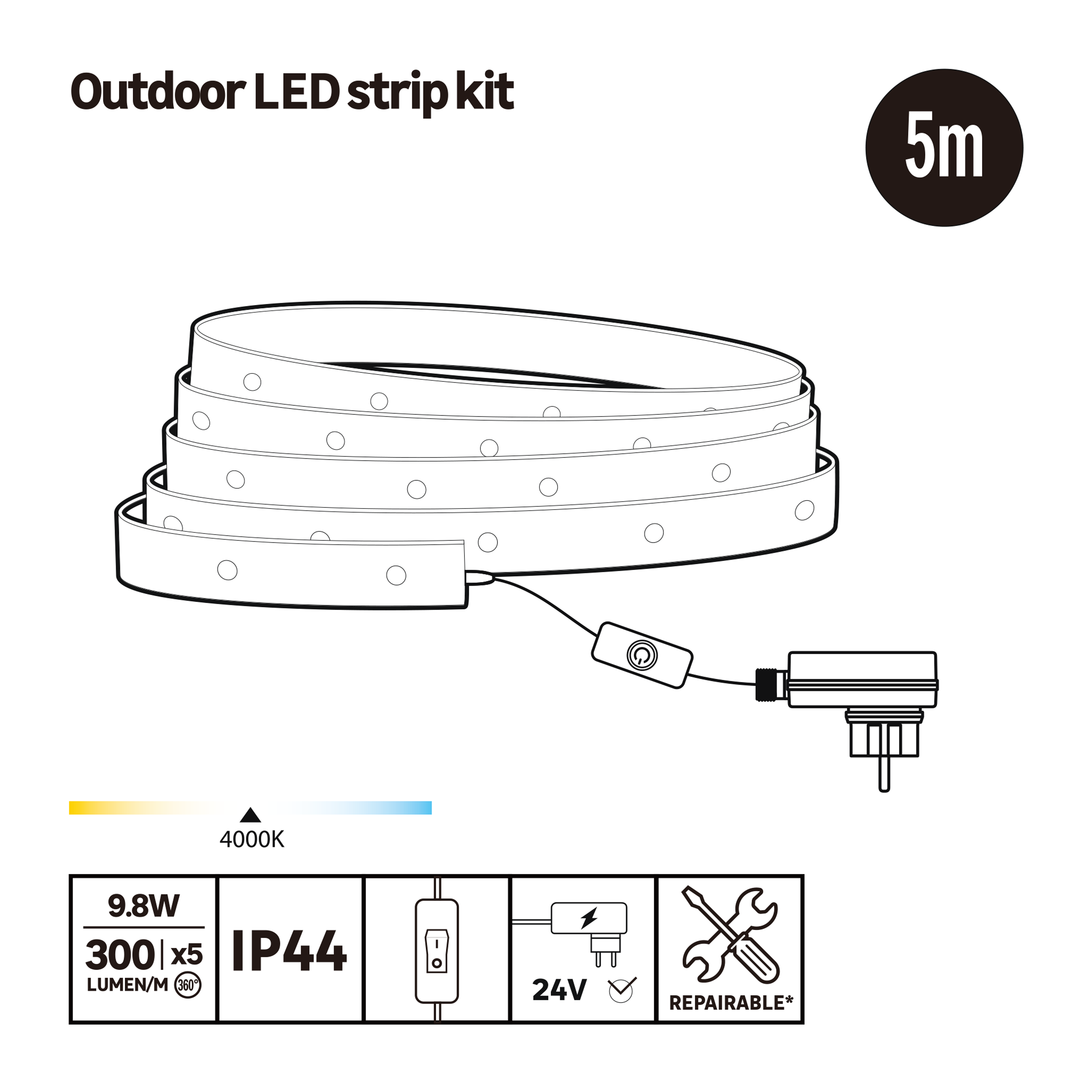 Taśma LED Ribbon 5 m IP44 - 5