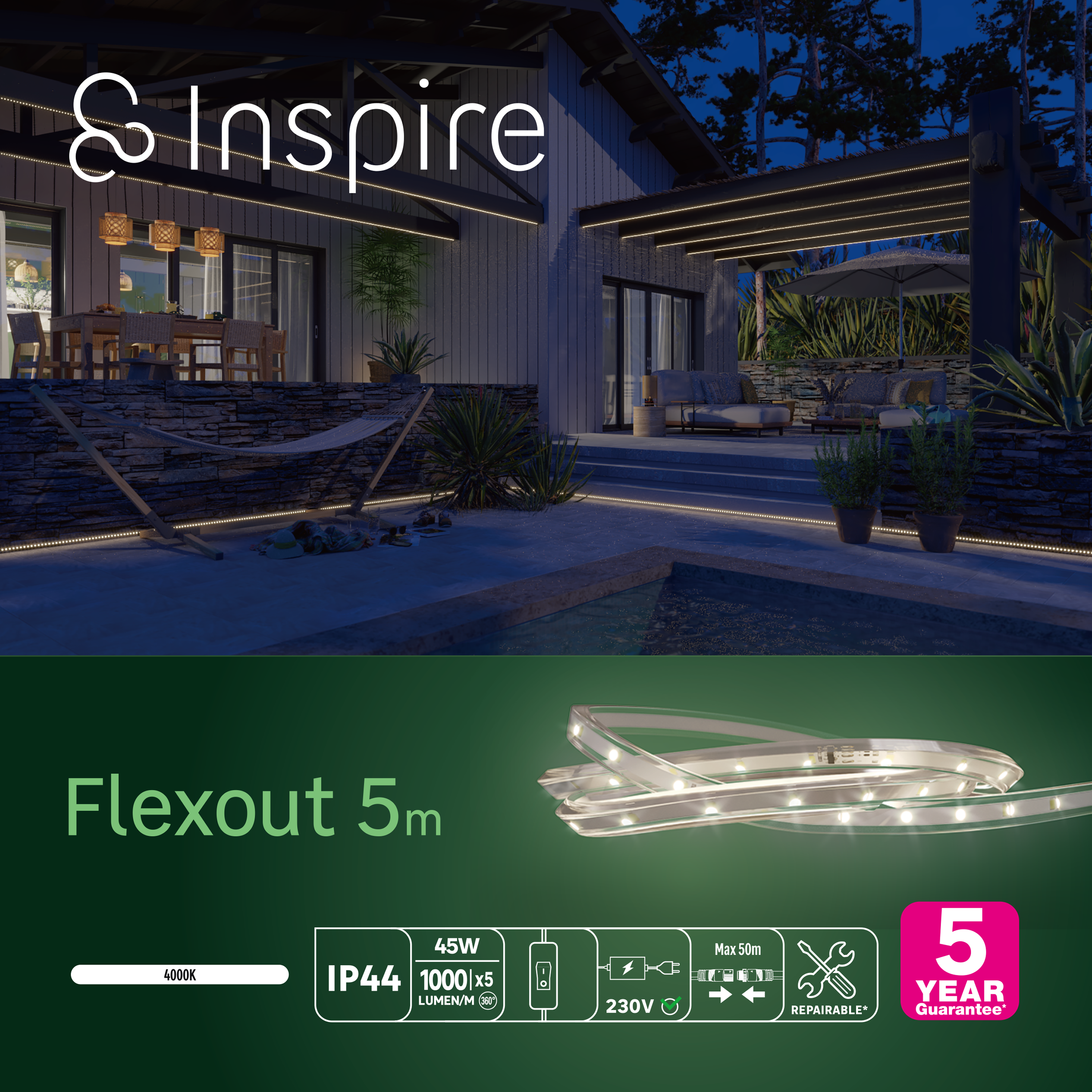 Taśma LED Flexout 5 m IP44 Inspire - 6