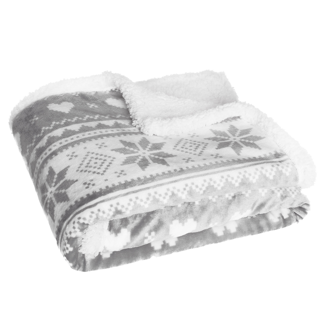 Koc świąteczny Saco biało-szary 150 x 200 cm w worku