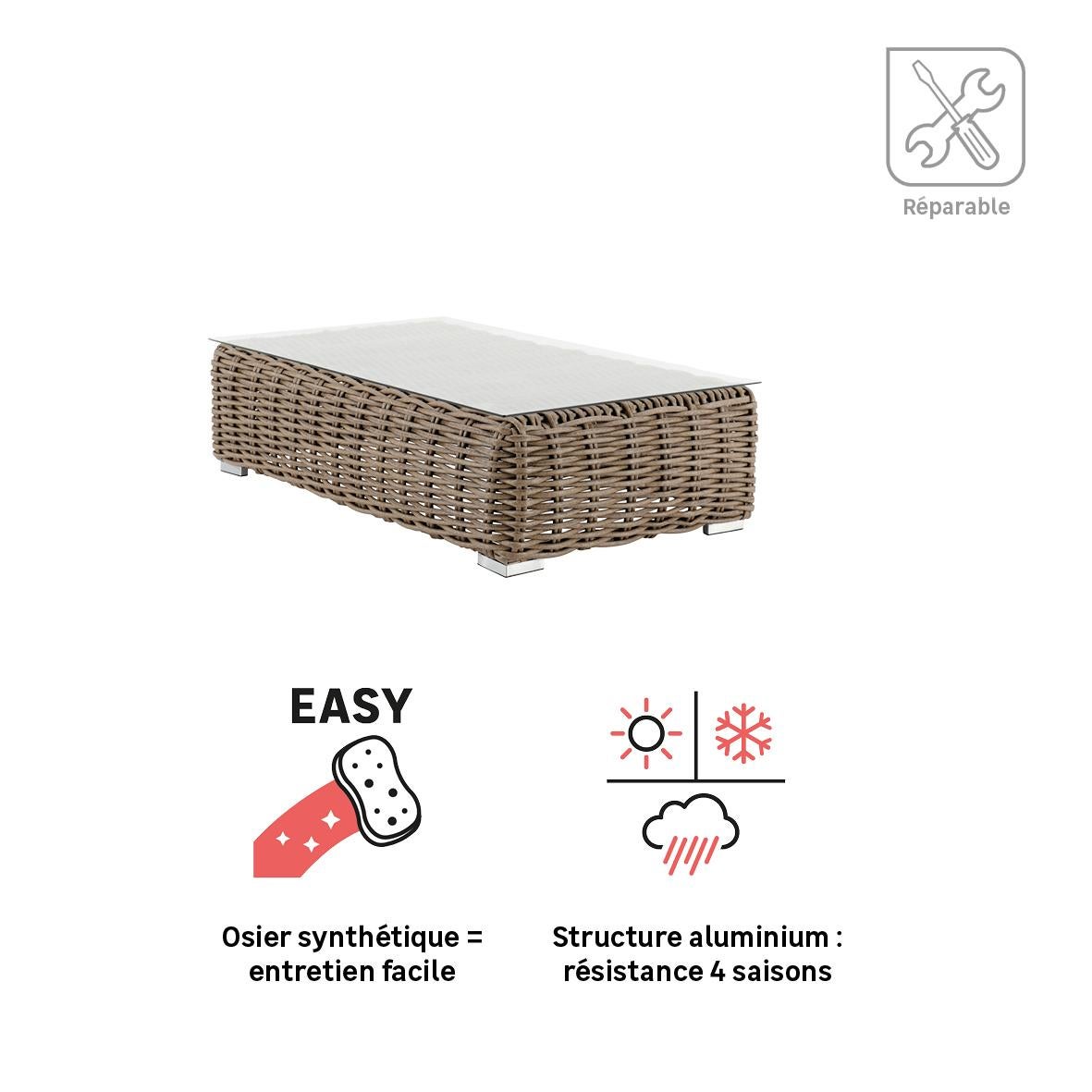 Table basse en aluminium et résine tressée Ayamo NATERIAL - 4