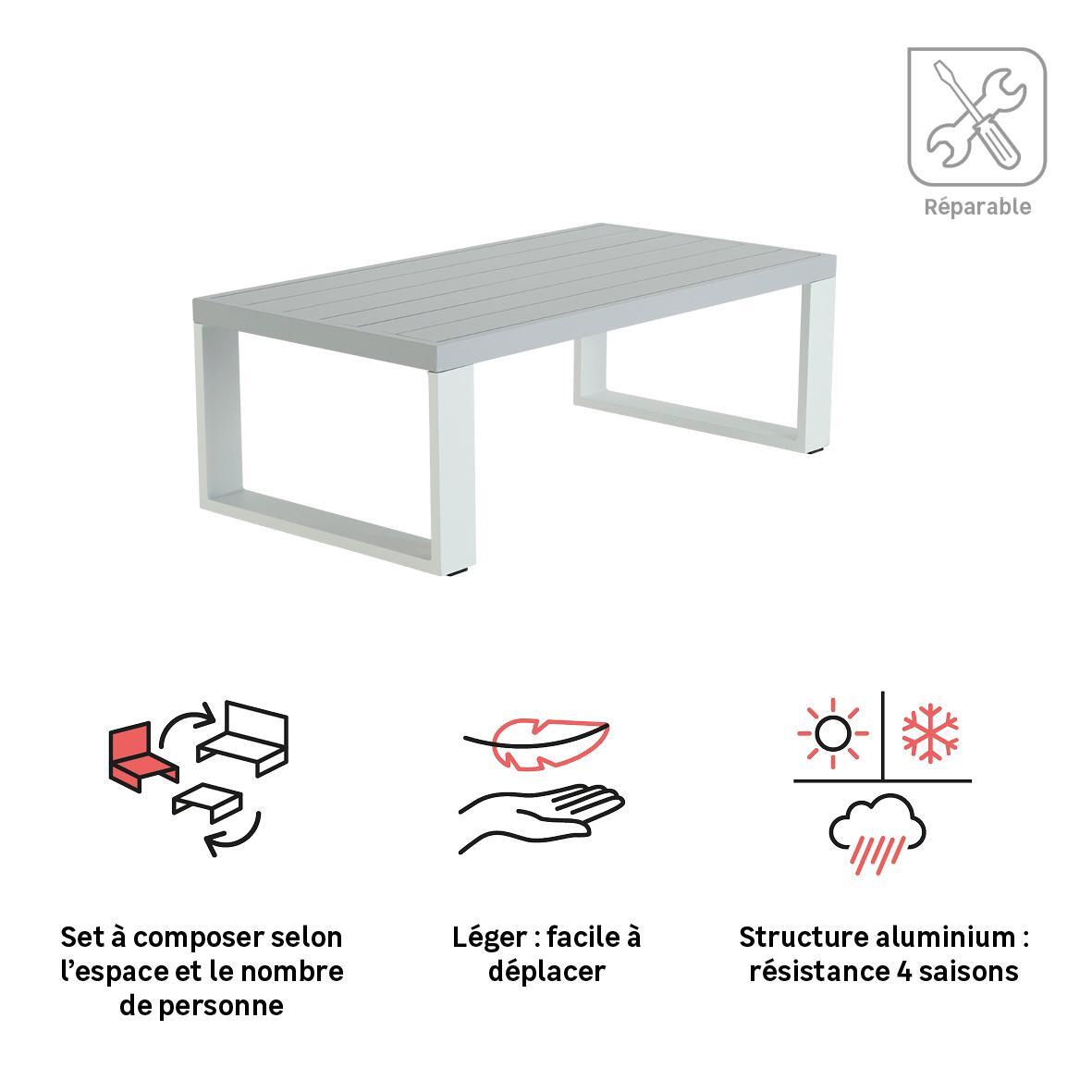 Table basse en aluminium blanc Athena NATERIAL - 2