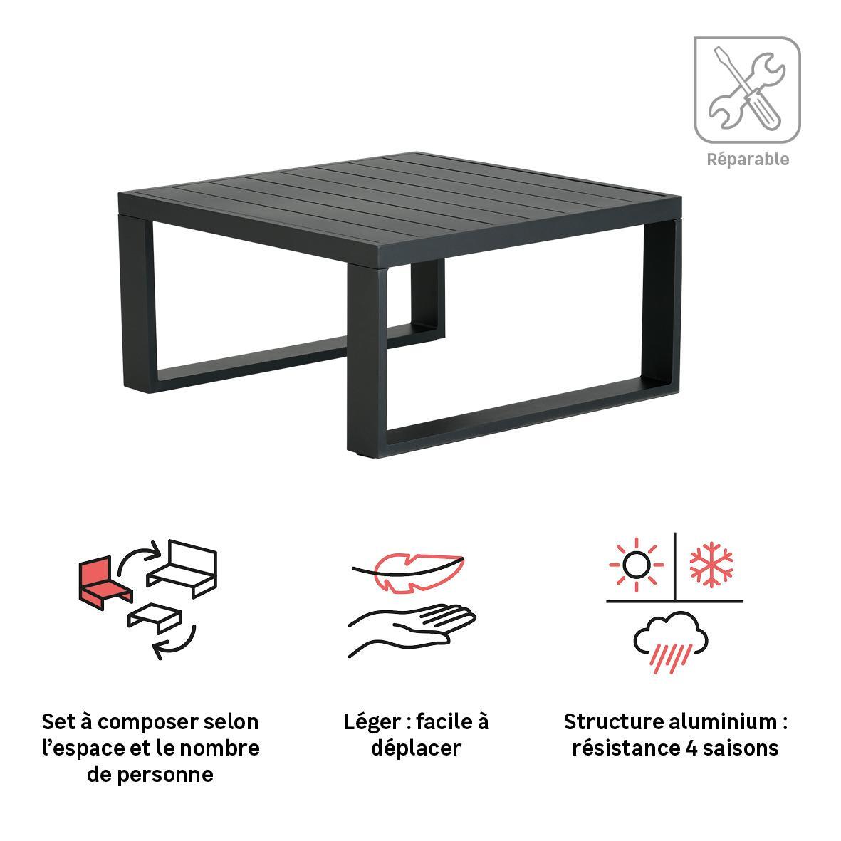 Table corner en aluminium gris Athena NATERIAL - 4