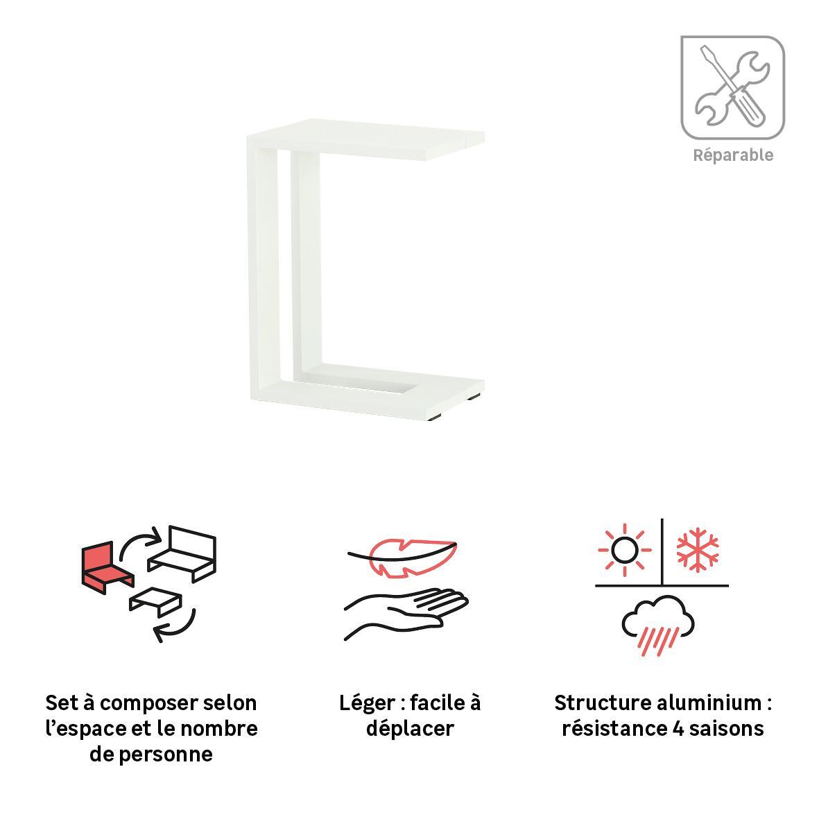 Table bout de canapé en aluminium blanc Athena NATERIAL - 4