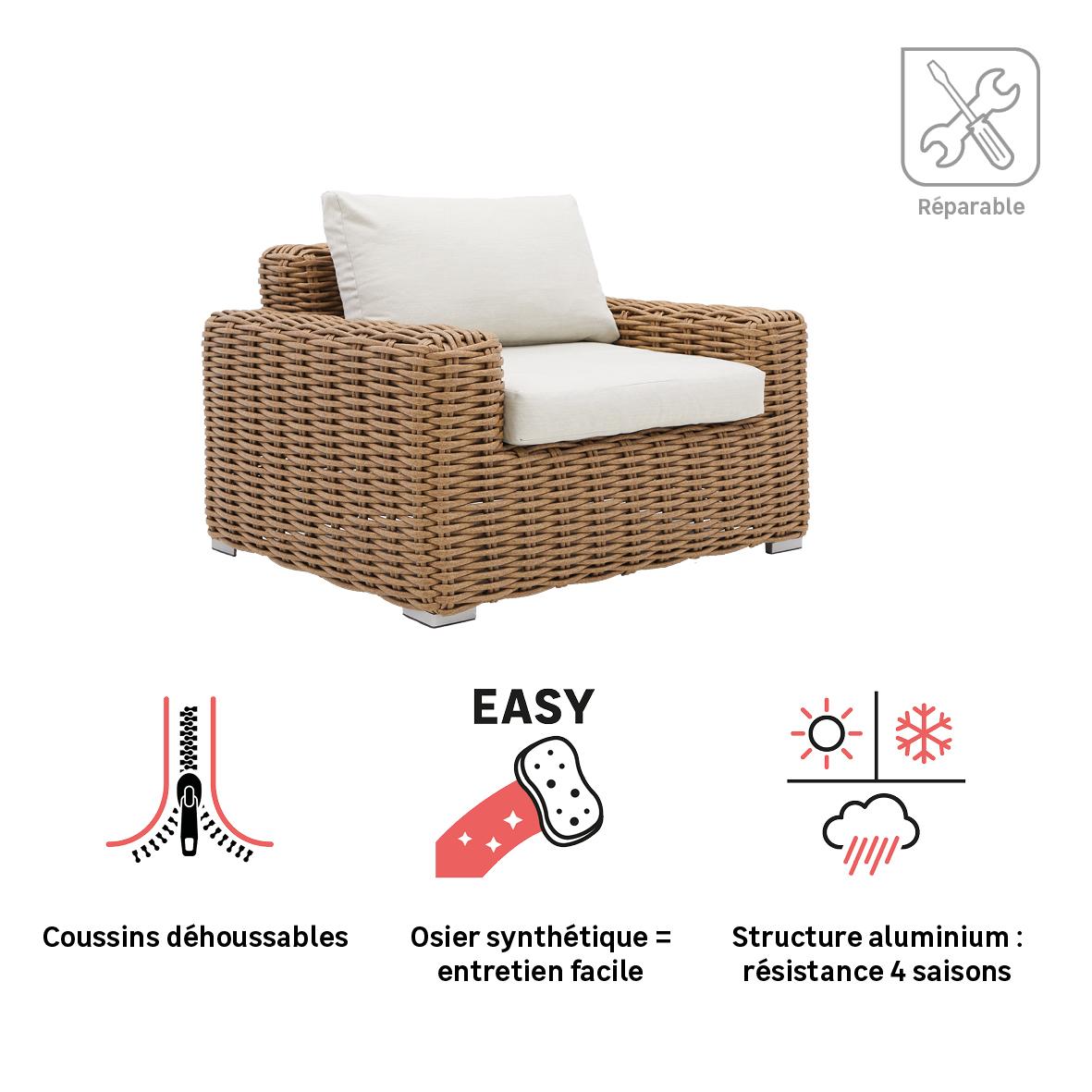 Fauteuil en aluminium et résine tressée Ayamo NATERIAL - 4