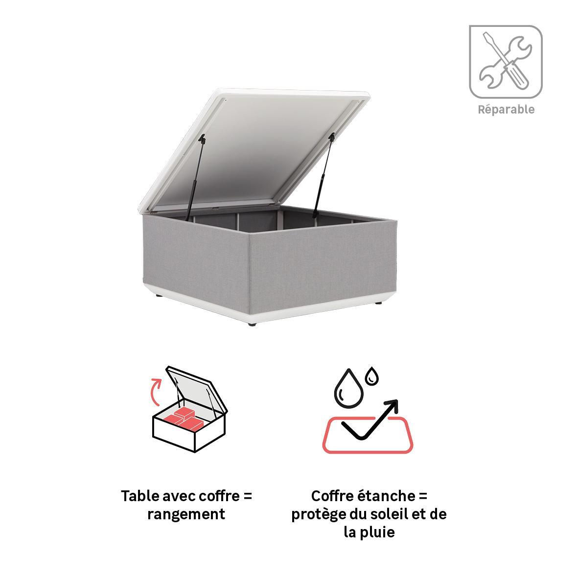Table basse coffre en aluminium, blanc NeptuneNATERIAL - 4