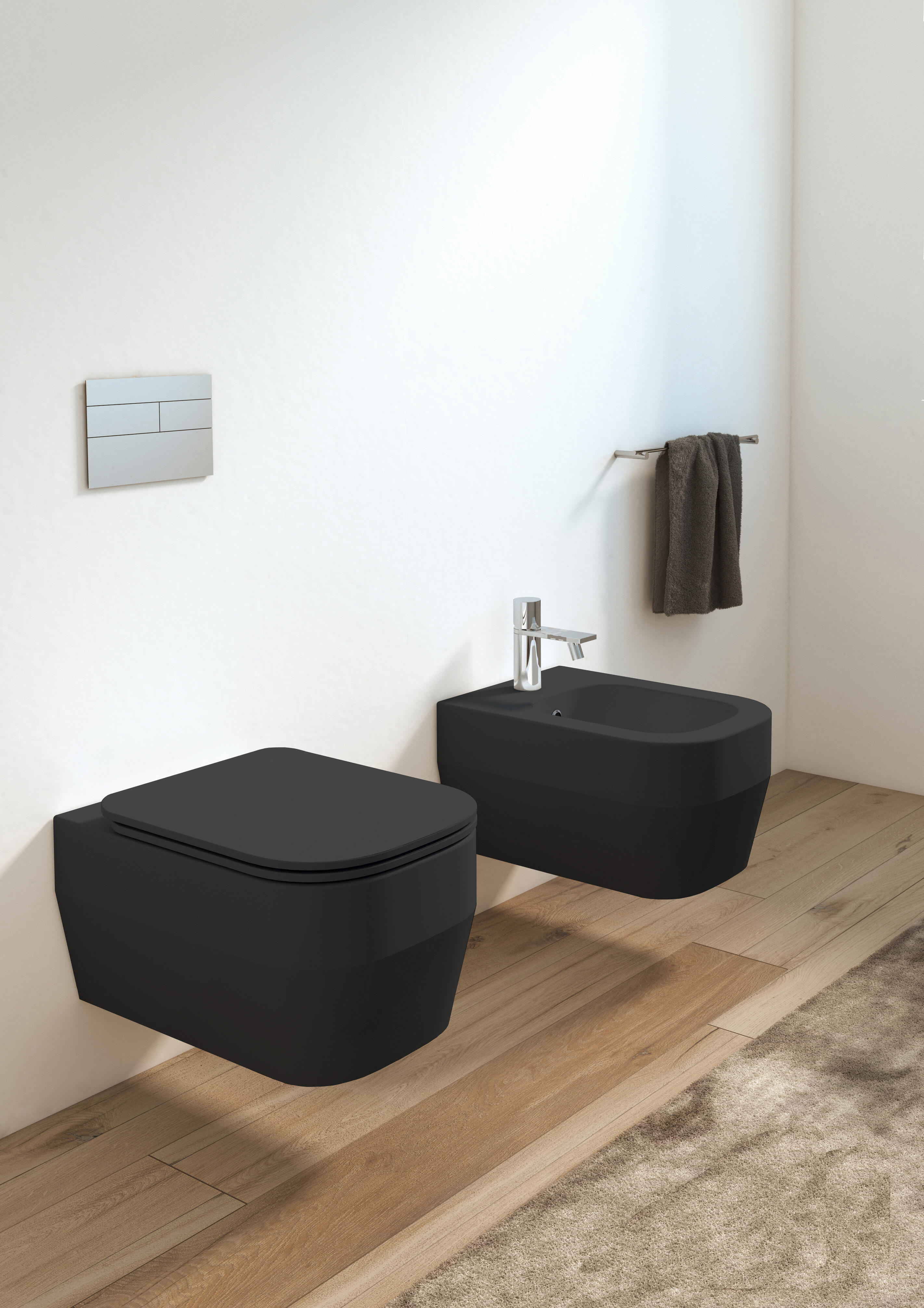 Vaso WC sospeso OLYMPIA CERAMICA tutto evo, sedile escluso P 53 x L 36 x H 42 cm nero - 4