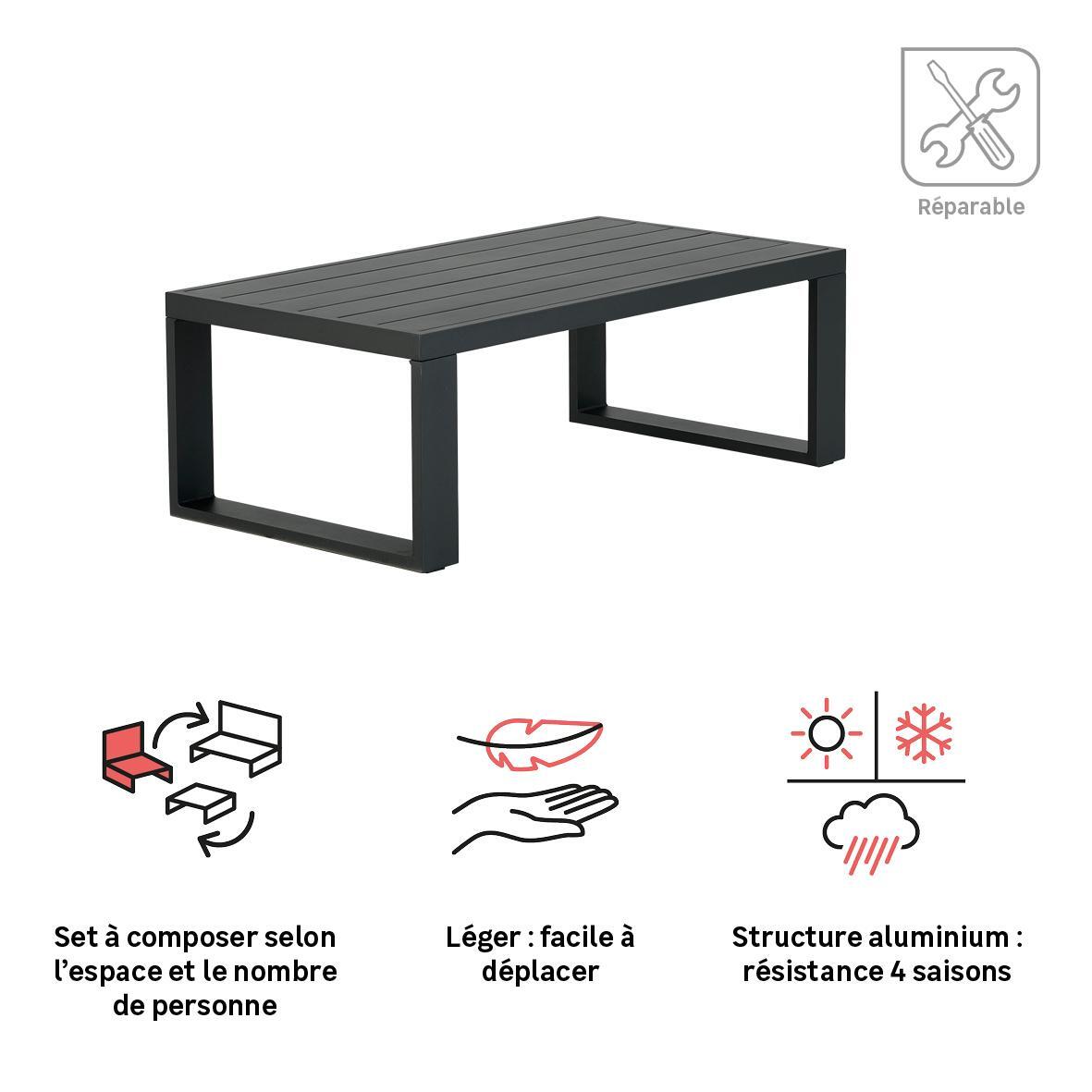 Table basse en aluminium, gris Athena NATERIAL - 2