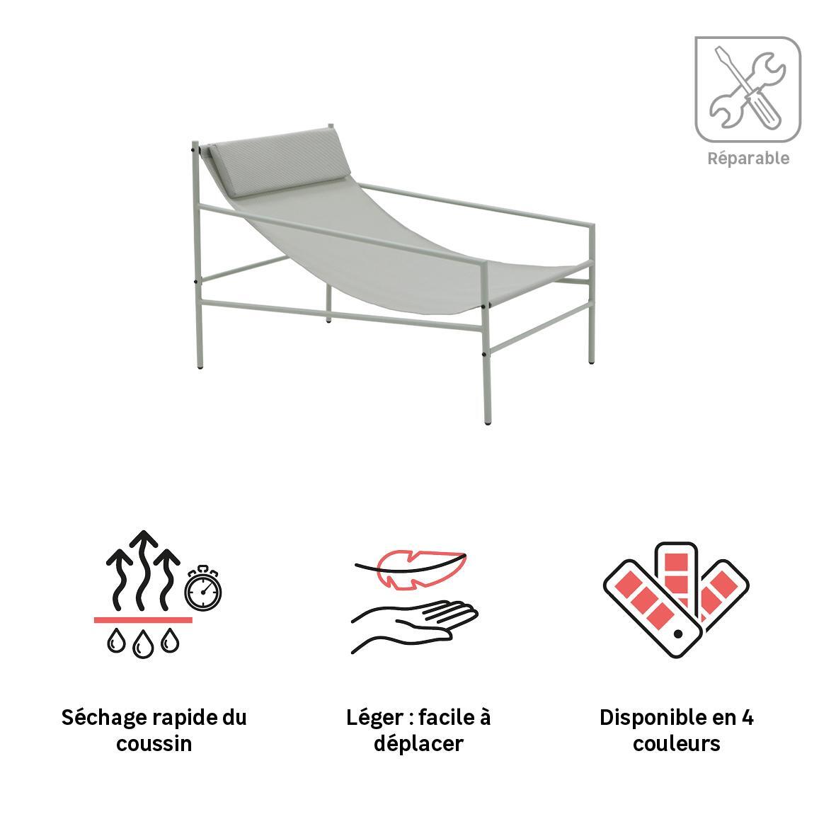 Fauteuil relax en acier et textilène vert Rio NATERIAL - 14