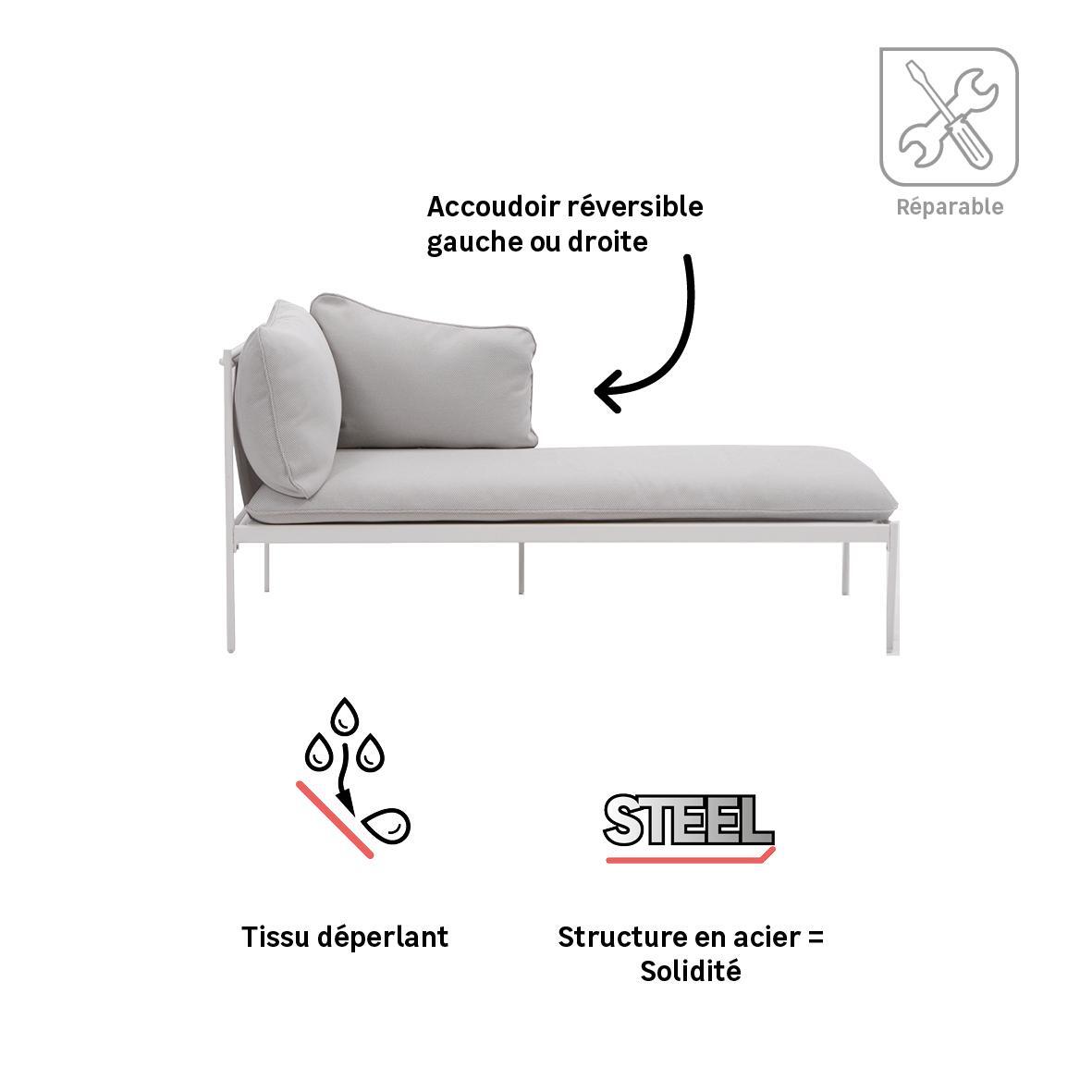 Méridienne en acier blanc Sigma NATERIAL - 14