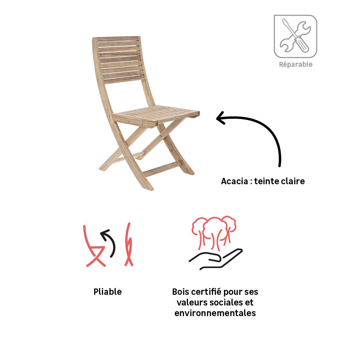 Lot de 2 chaises en acacia Solaris II NATERIAL - 5