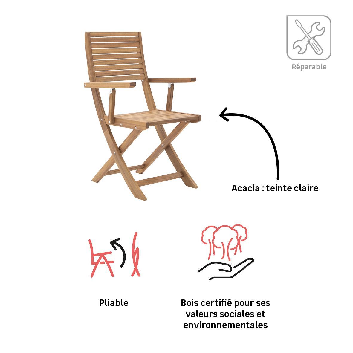 Lot 2 fauteuils en acacia Solaris II NATERIAL - 5
