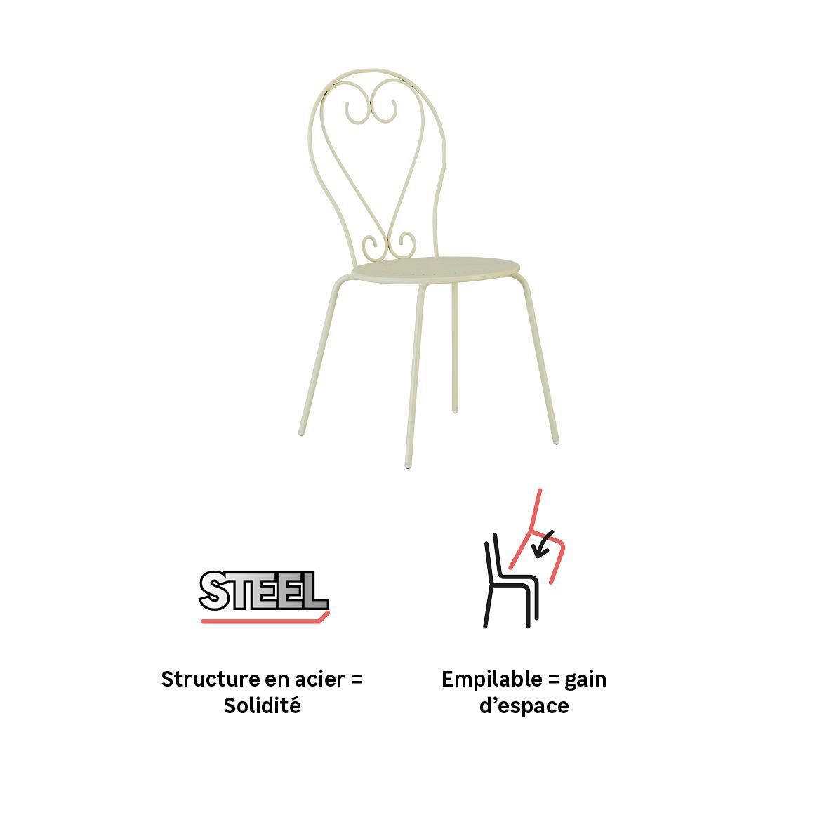 Chaise en acier crème Romeo NATERIAL - 4