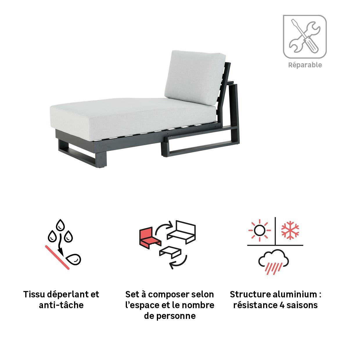 Fauteuil pour corner en aluminium anthracite Athena NATERIAL - 4