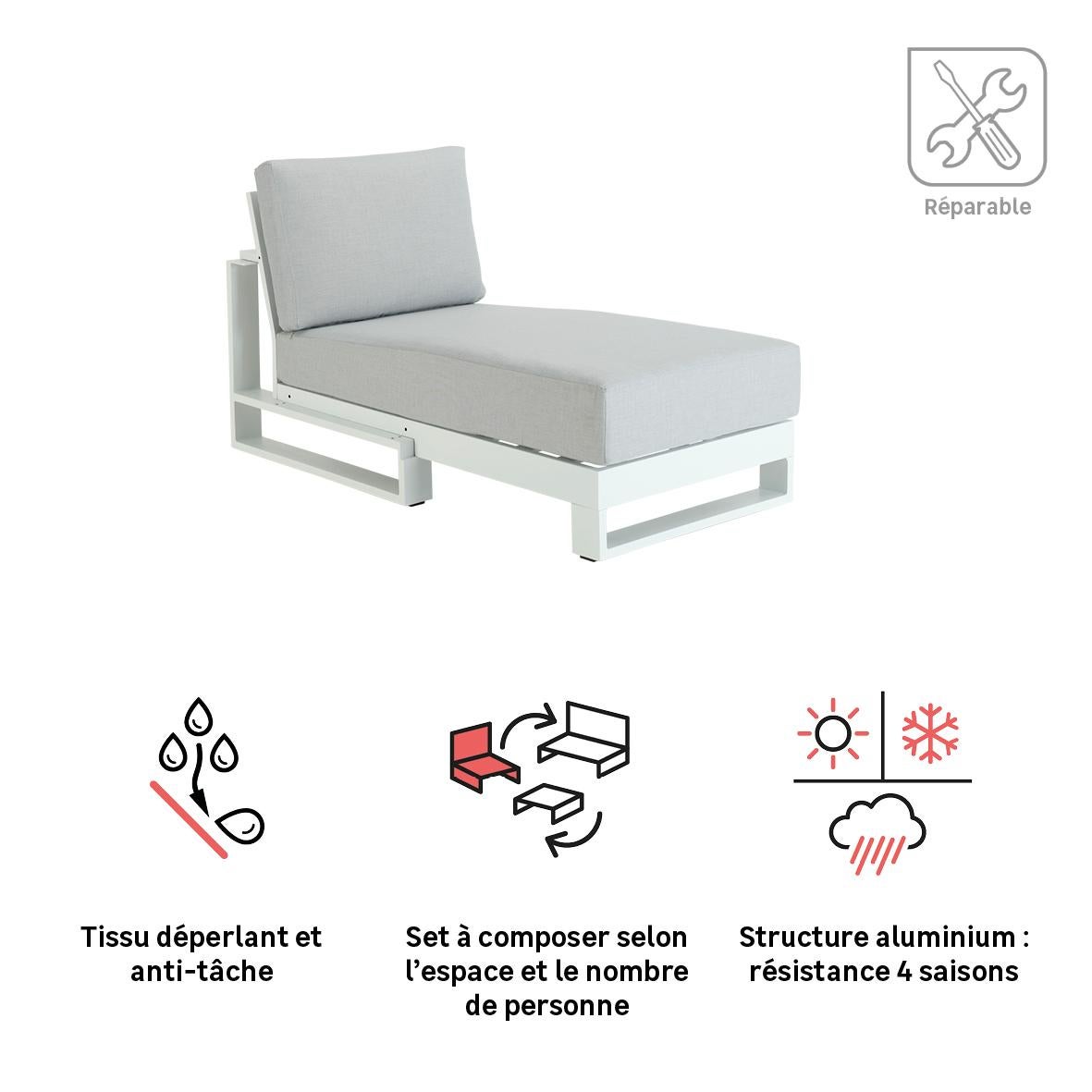 Méridienne en aluminium blanc Athena NATERIAL - 4