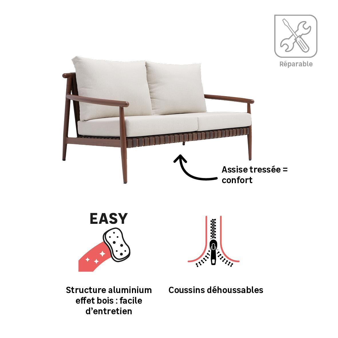 Set de 2 fauteuils en aluminium effet bois Retro NATERIAL - 5