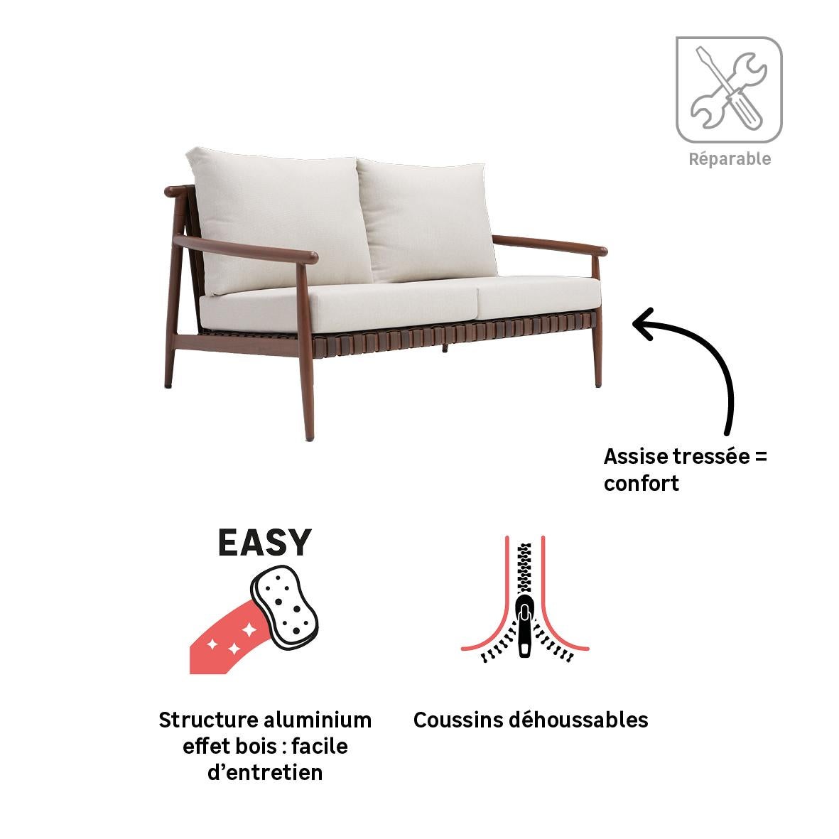 Canapé 2 personnes en aluminium Retro NATERIAL - 4